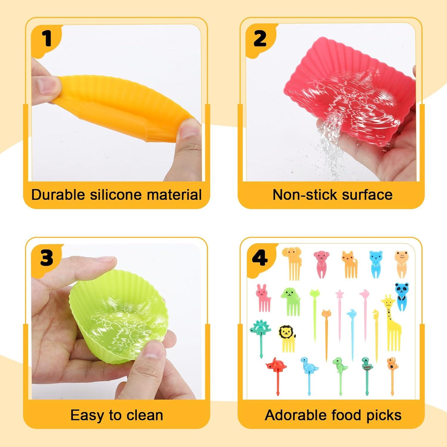 Juego de Divisores de Silicona Axlksia 80 Pcs para Bento