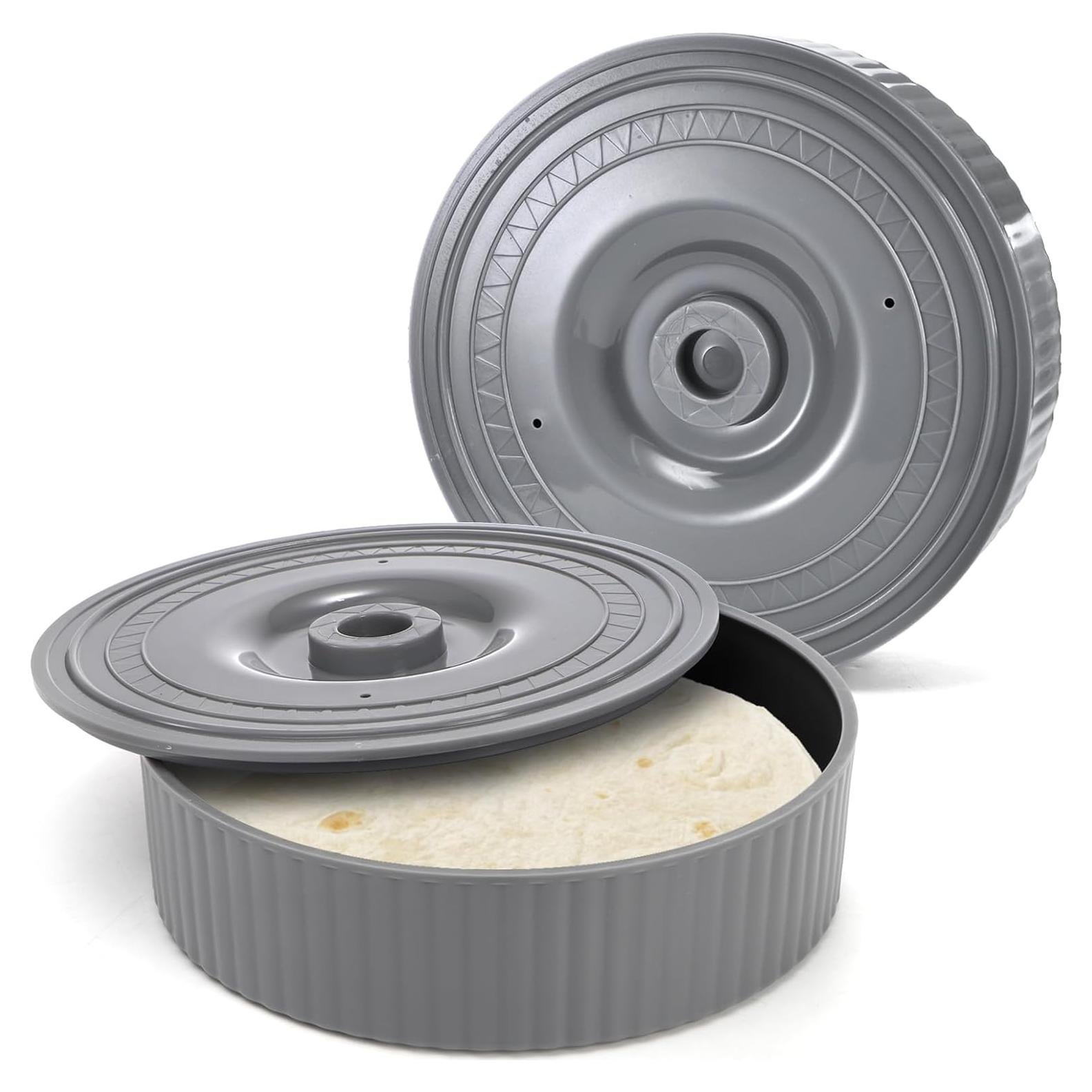 Paquete de 2 Calentadores de Tortilla Covzoe 21.6 cm Gris