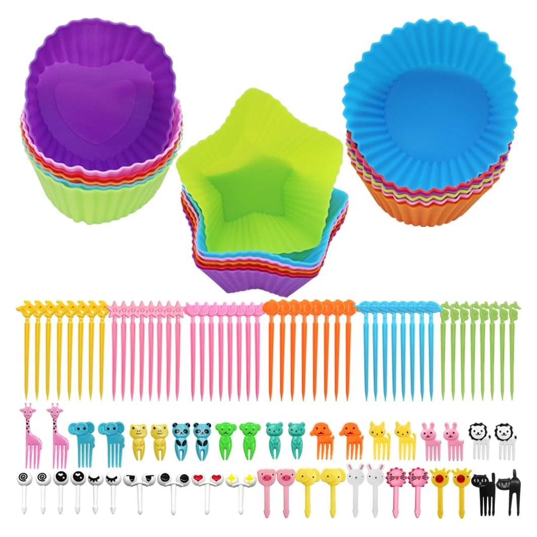 Kit de Divisores de Caja Bento 108 PCS Silicona Reutilizable