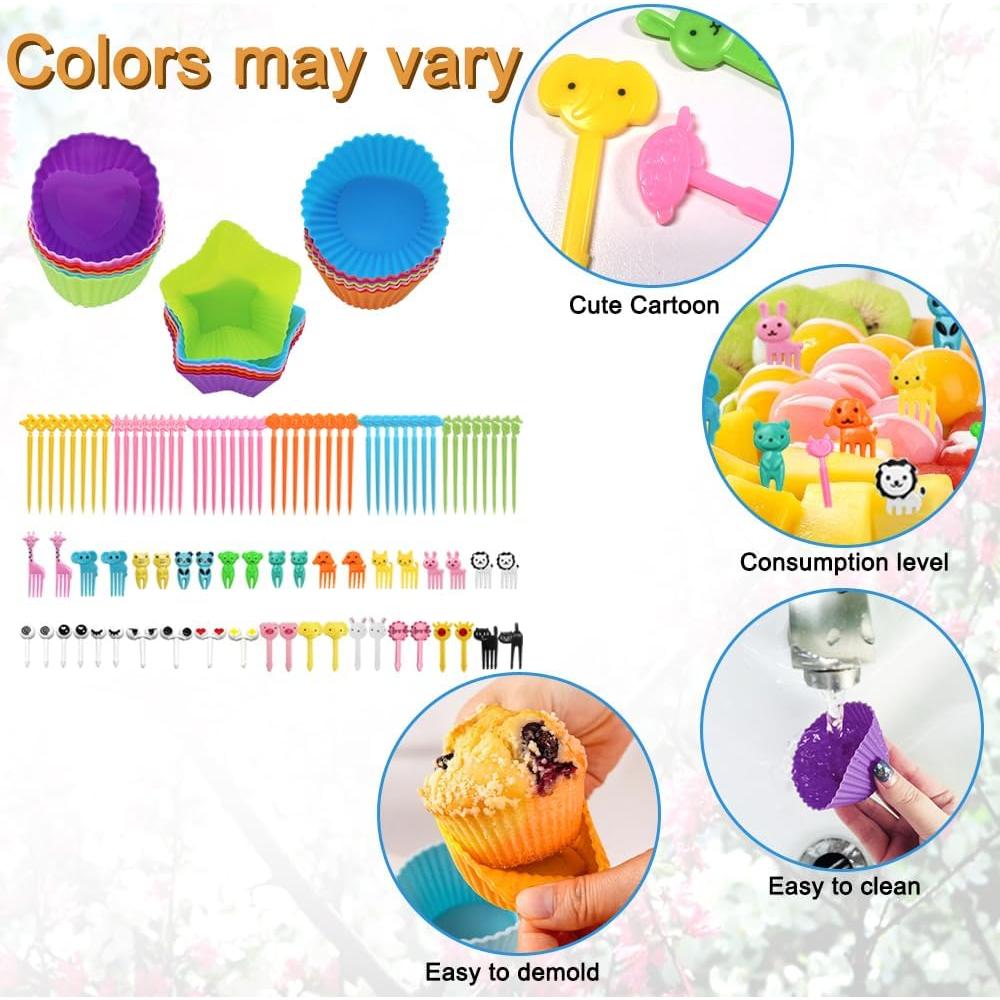 Kit de Divisores de Caja Bento 108 PCS Silicona Reutilizable