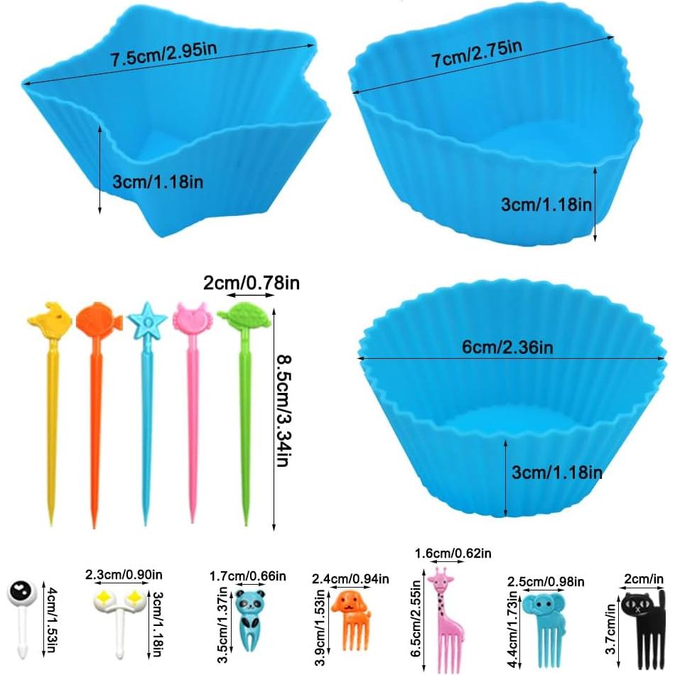 Kit de Divisores de Caja Bento 108 PCS Silicona Reutilizable