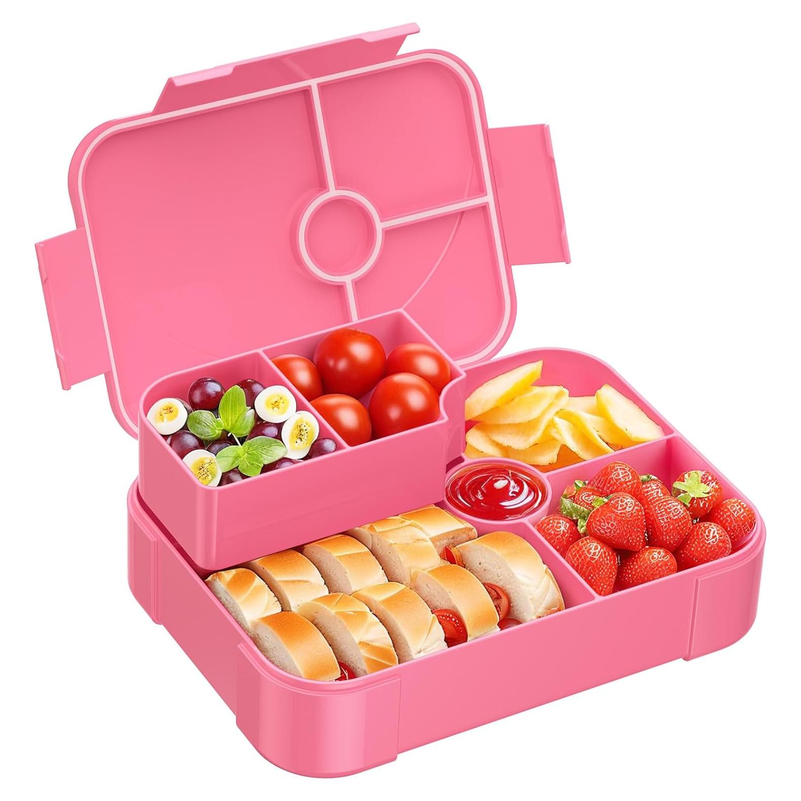 Caja de Almuerzo Bento Rosa 1150ml a Prueba de Fugas Niños