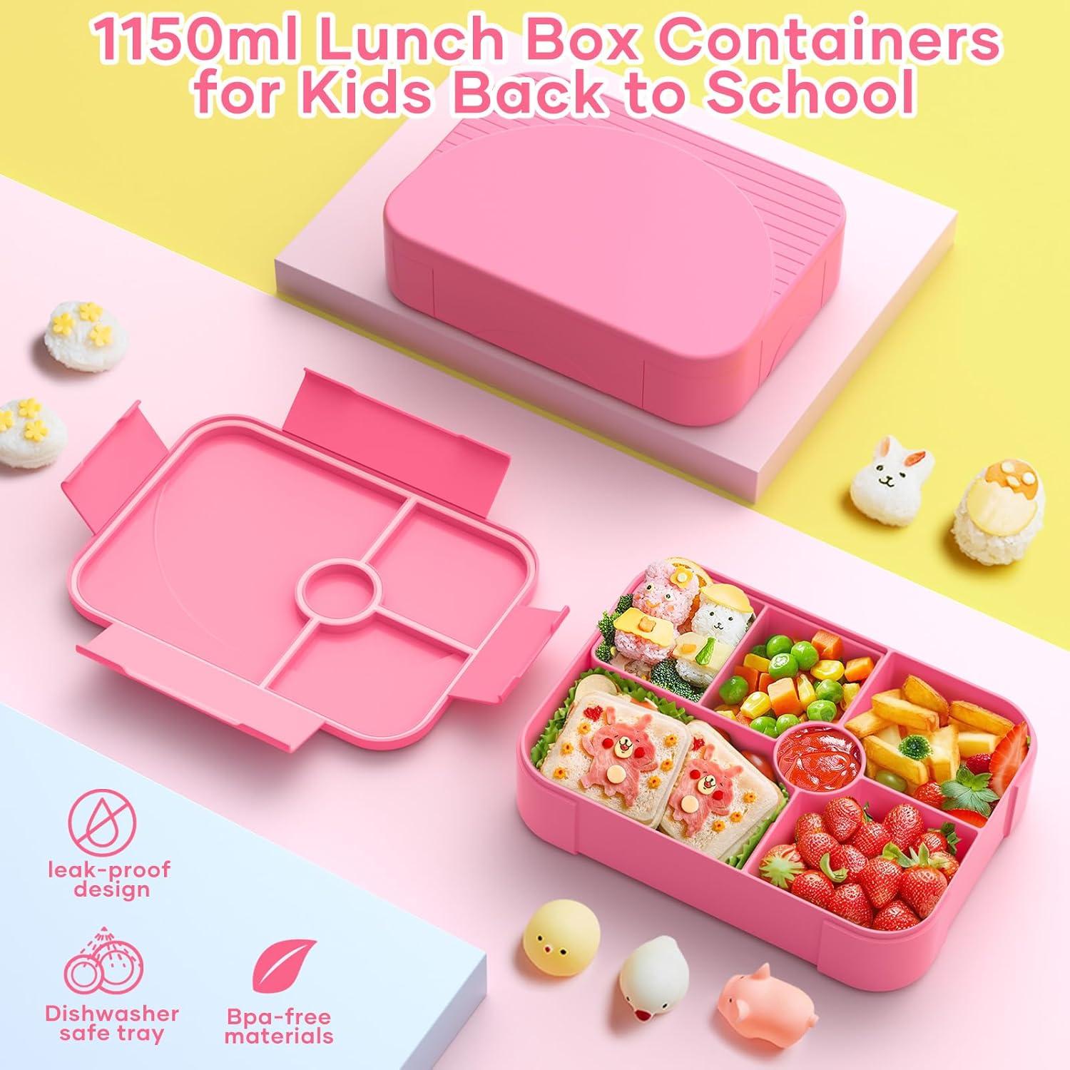 Caja de Almuerzo Bento Rosa 1150ml a Prueba de Fugas Niños