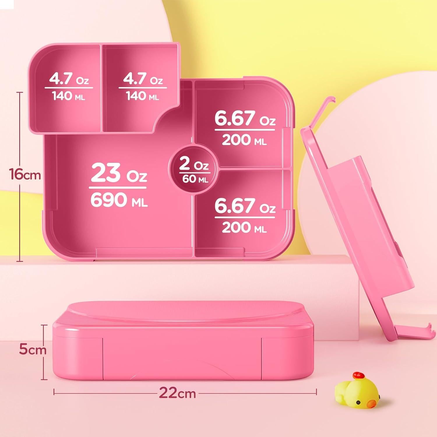 Caja de Almuerzo Bento Rosa 1150ml a Prueba de Fugas Niños