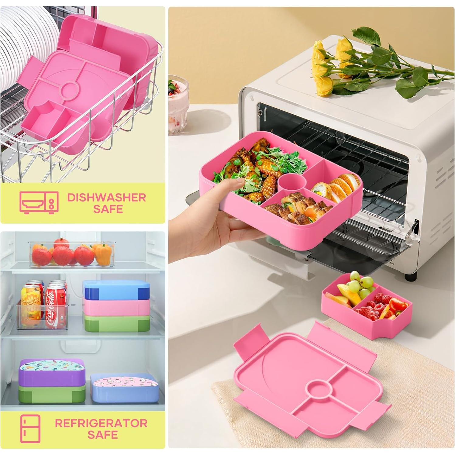 Caja de Almuerzo Bento Rosa 1150ml a Prueba de Fugas Niños