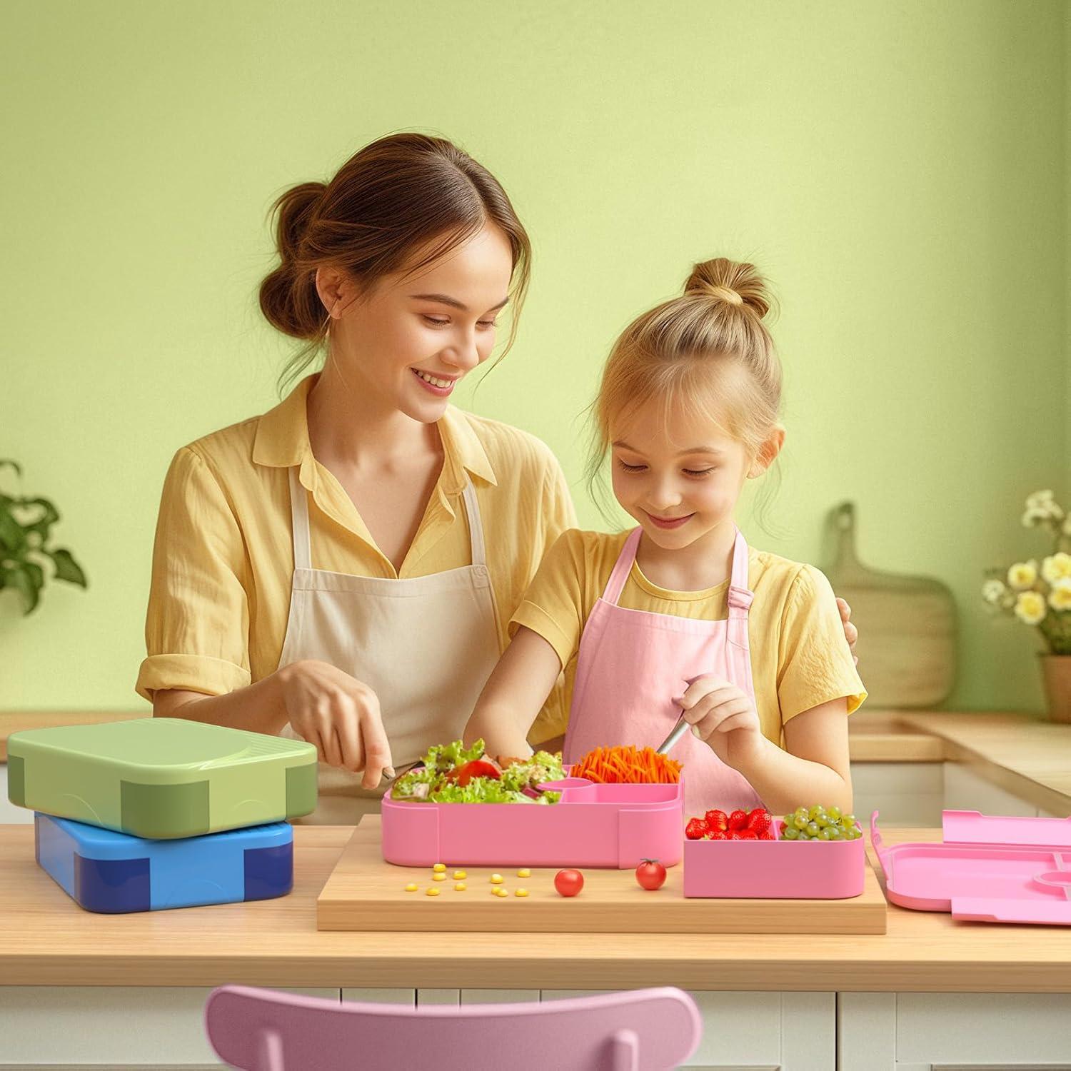 Caja de Almuerzo Bento Rosa 1150ml a Prueba de Fugas Niños