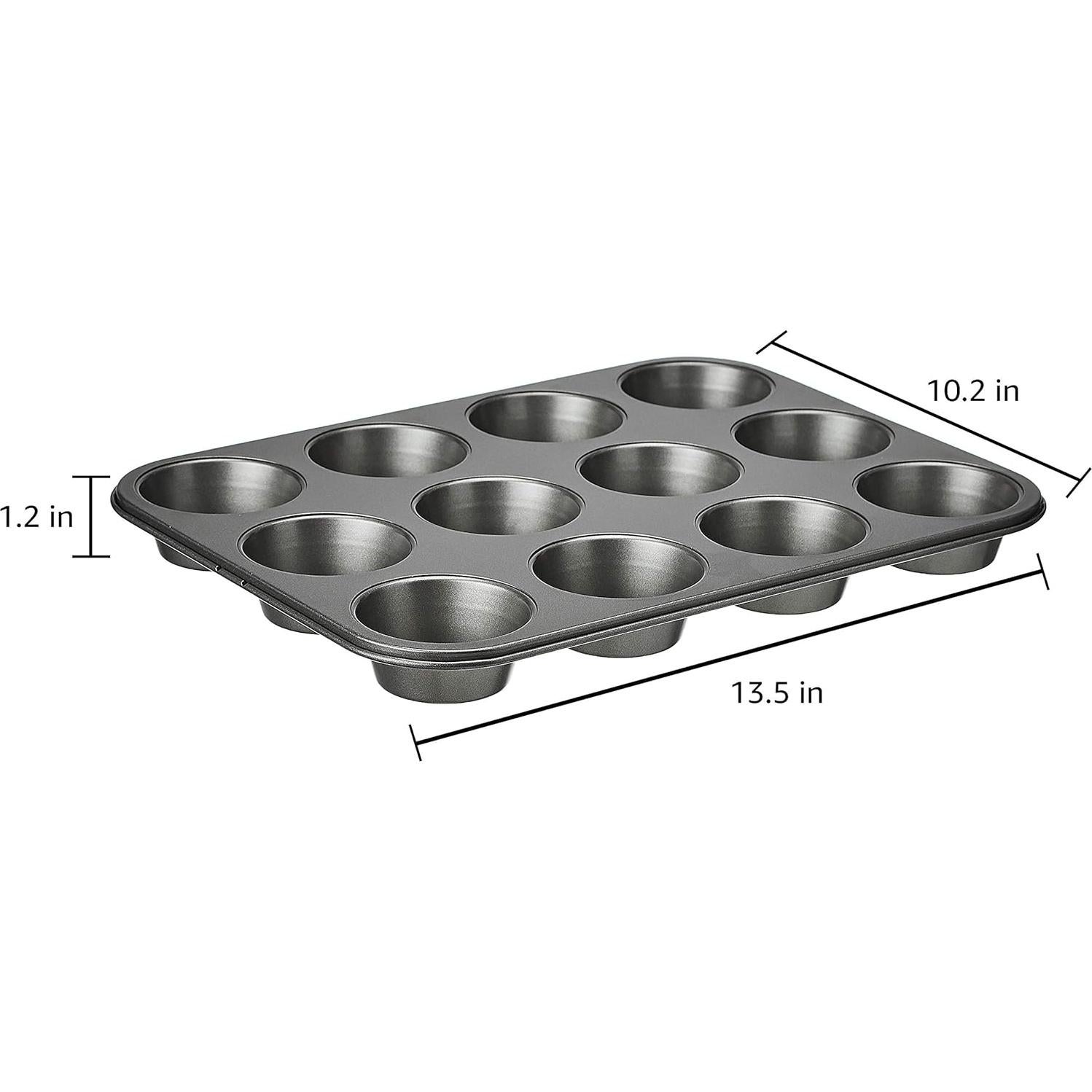 Sartén para Muffins Antiadherente Amazon Basics, 2 Piezas, 24 Tazas