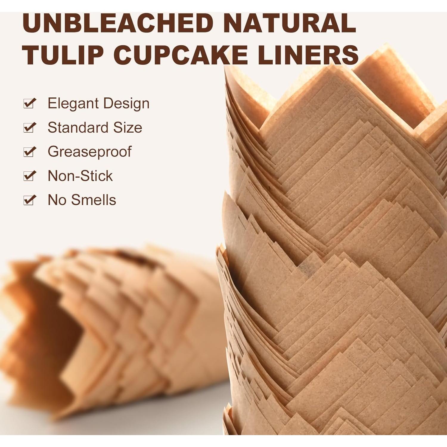 Forros de Cupcake Tulipán Vacnkoy 200 Unidades Naturales