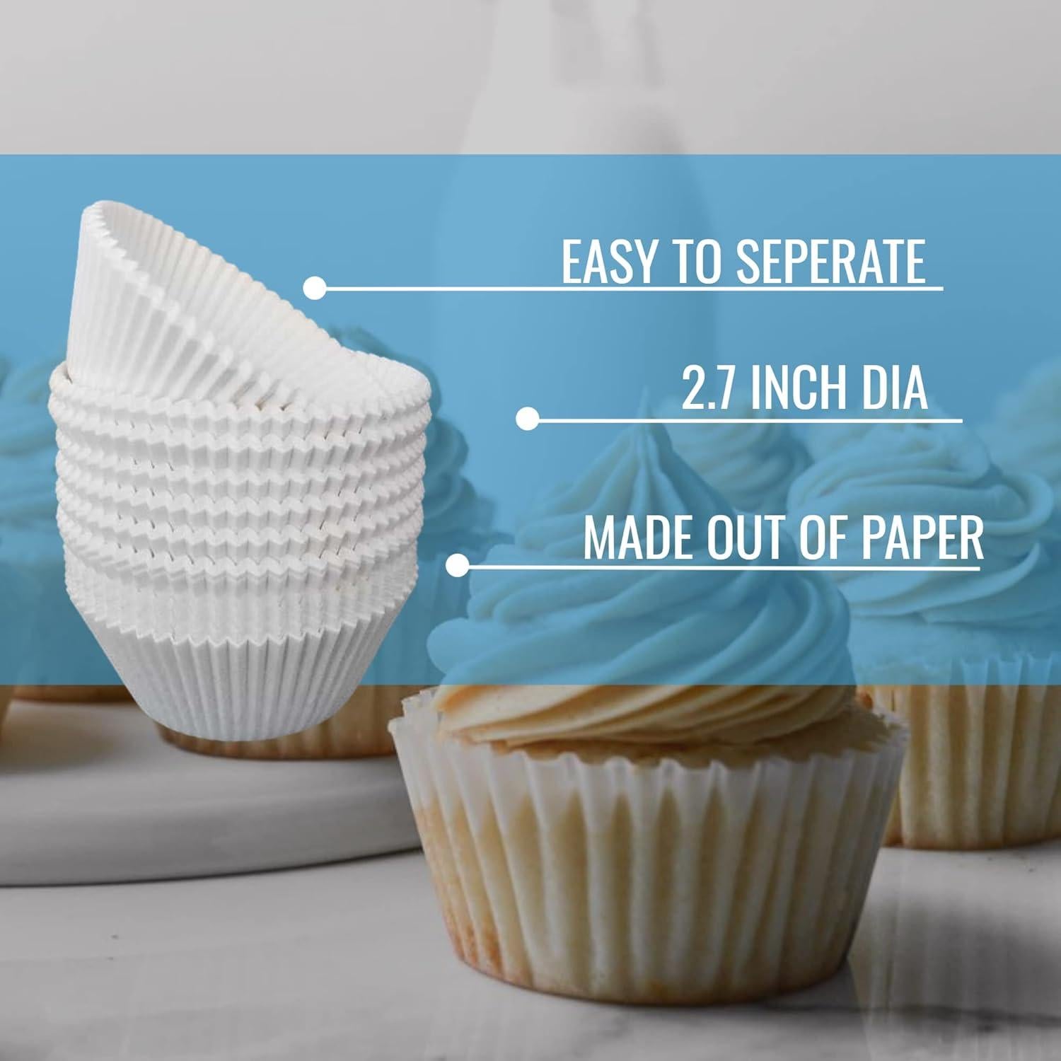 Forros de Cupcake KPKitchen Blancos 300 Unidades 6.9 cm