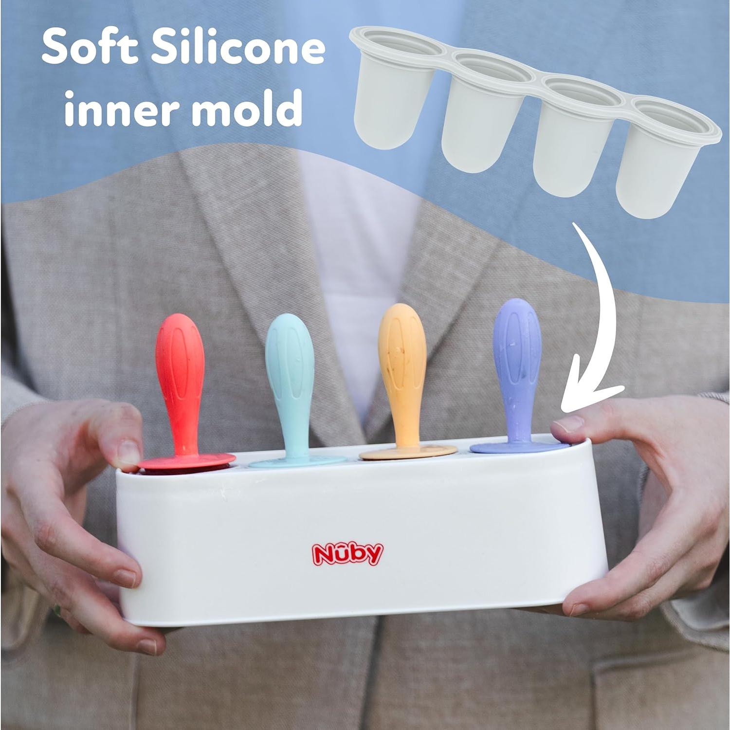 Moldes de Paletas de Silicona Nuby - 4 Unidades para Bebés 4+ Meses