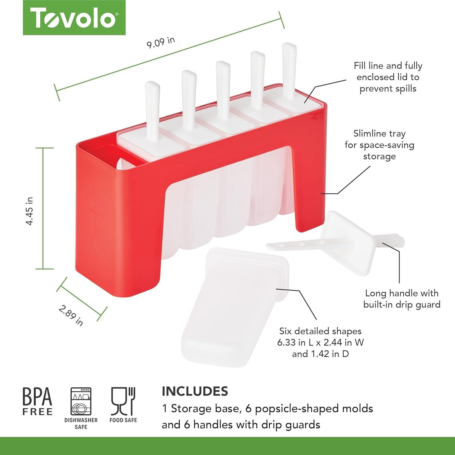 Moldes de Paletas de Silicona Tovolo 6 Cavidades Rojo Manzana