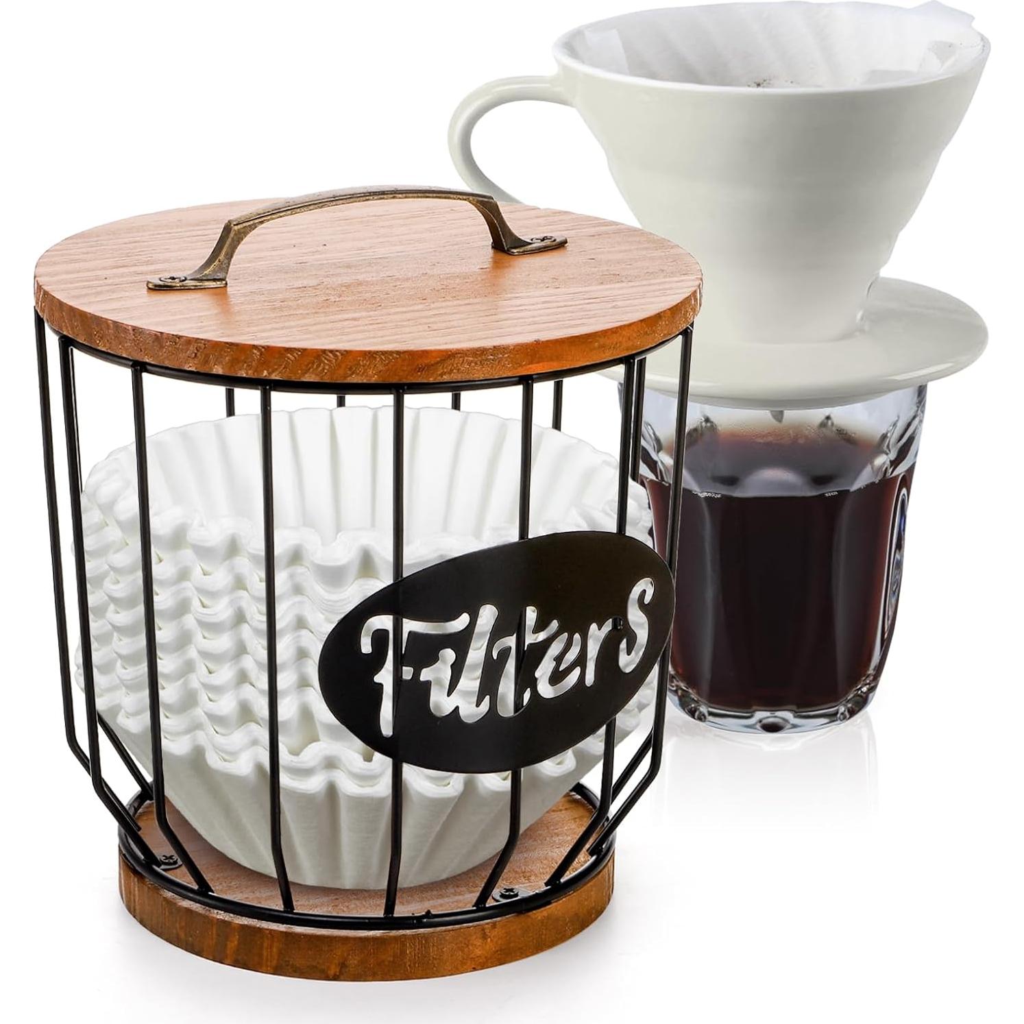 Soporte de Filtros de Café Yarlung con Tapa y Base de Madera