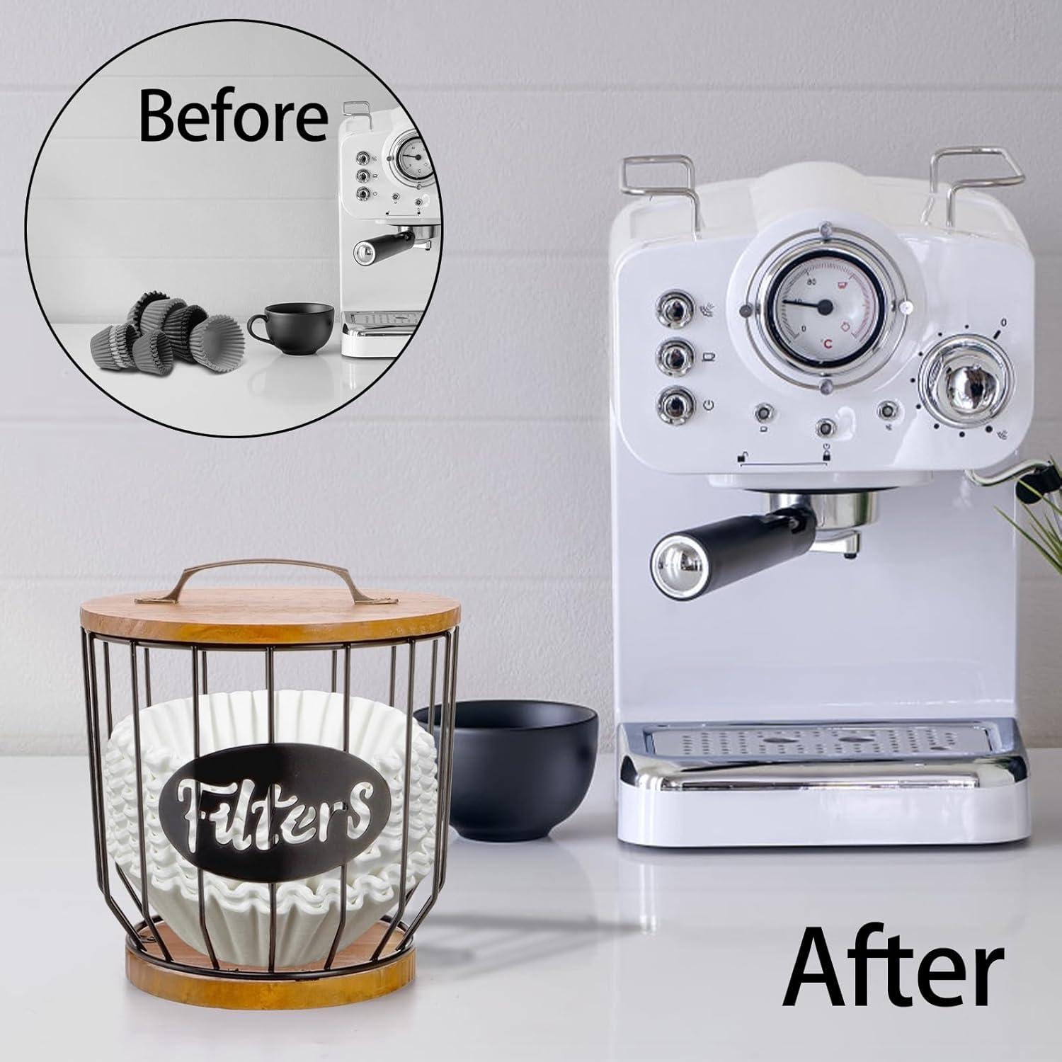 Soporte de Filtros de Café Yarlung con Tapa y Base de Madera