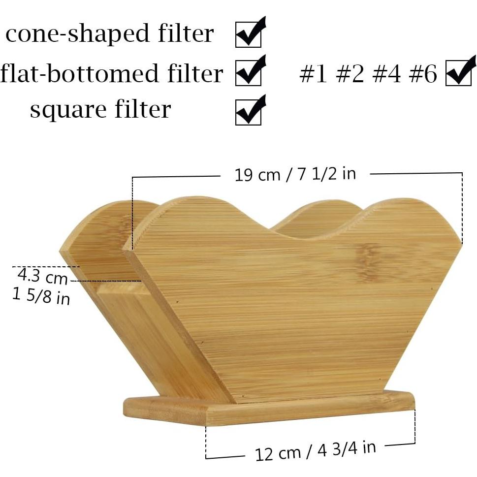 Soporte de Filtro de Café de Bambú Unibene - Organizador Cuadrado