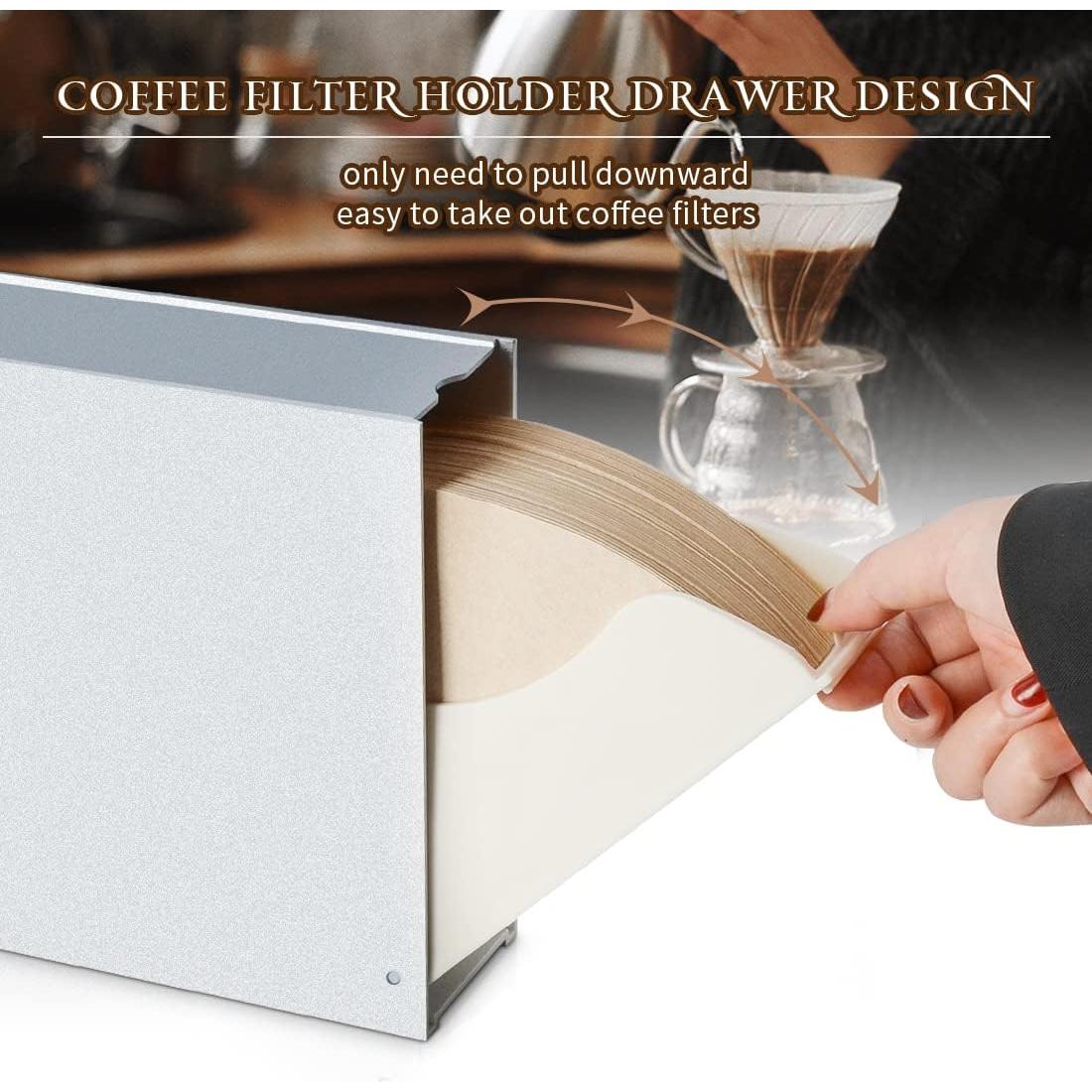 Soporte de Filtro de Café CAFEMASY - Organizador Plateado para 100 Filtros
