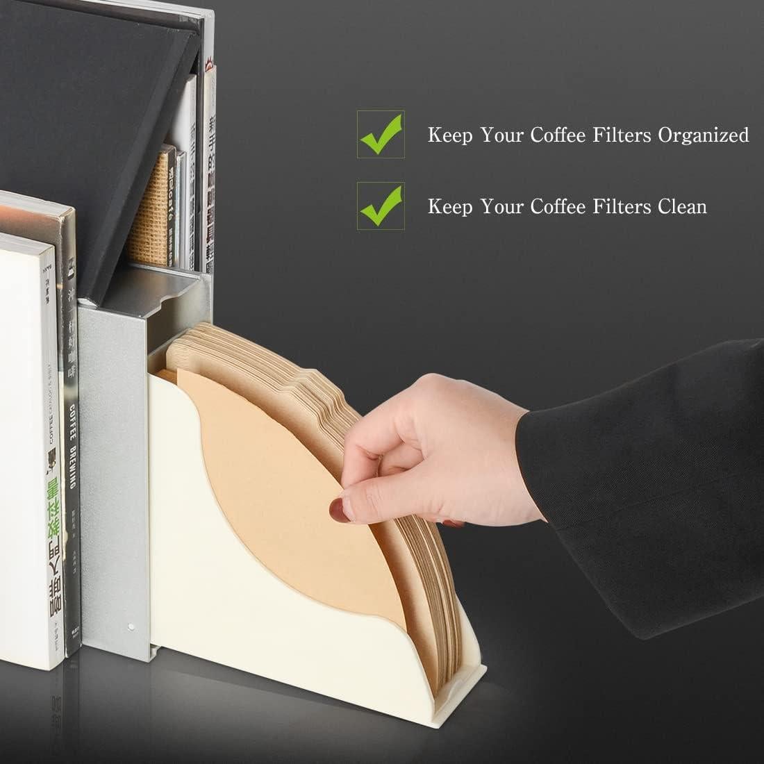 Soporte de Filtro de Café CAFEMASY - Organizador Plateado para 100 Filtros