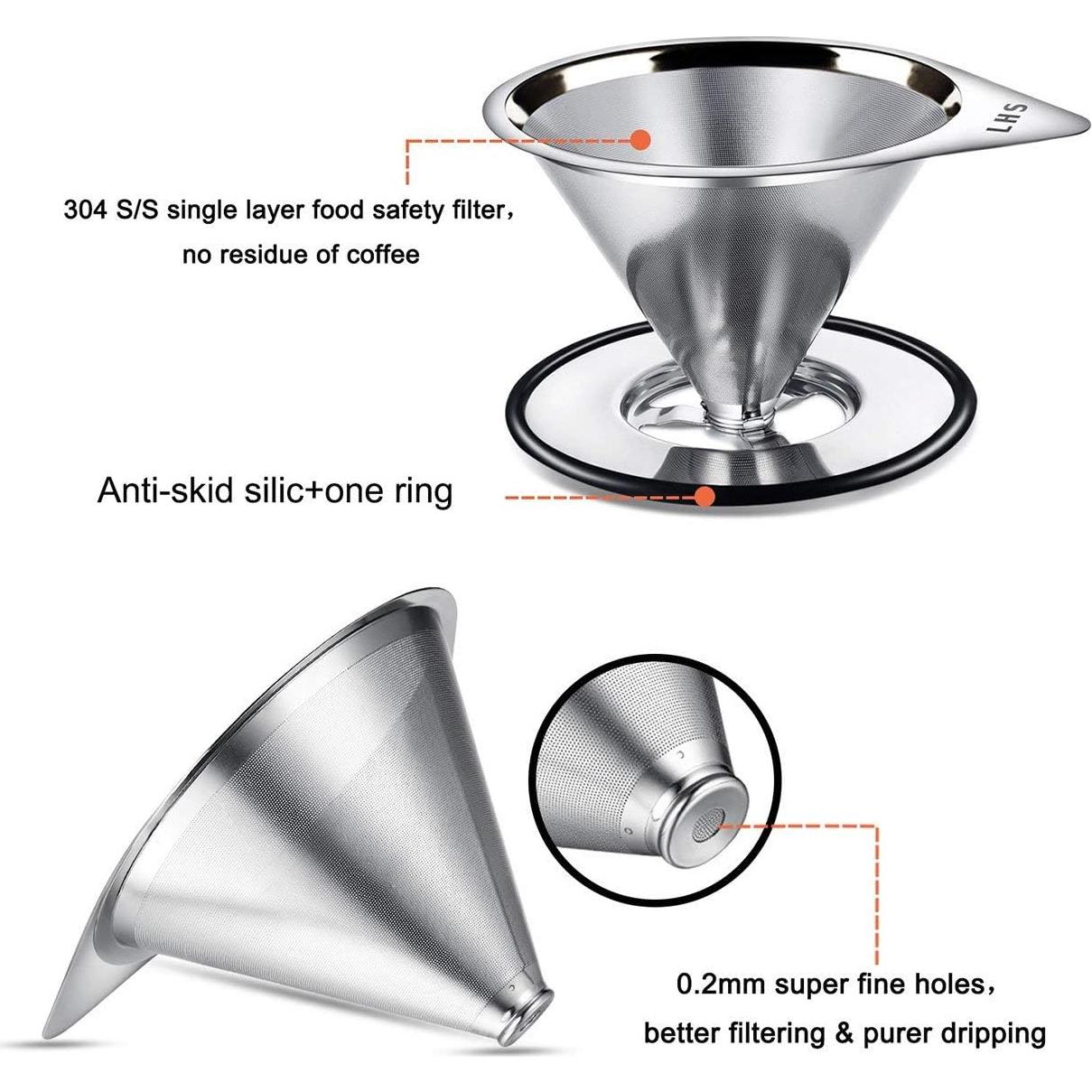 Goteador de Café LHS Acero Inoxidable 1-2 Tazas Reutilizable