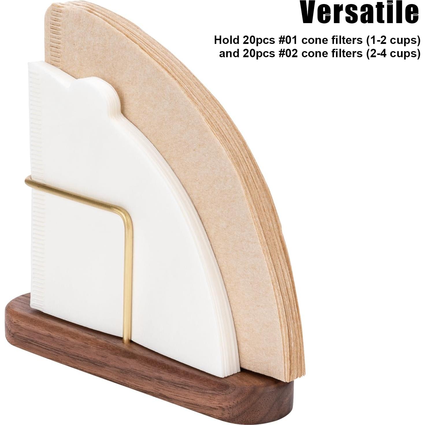 Soporte para Filtros de Café XCX en Nogal y Latón - Cono #01 y #02