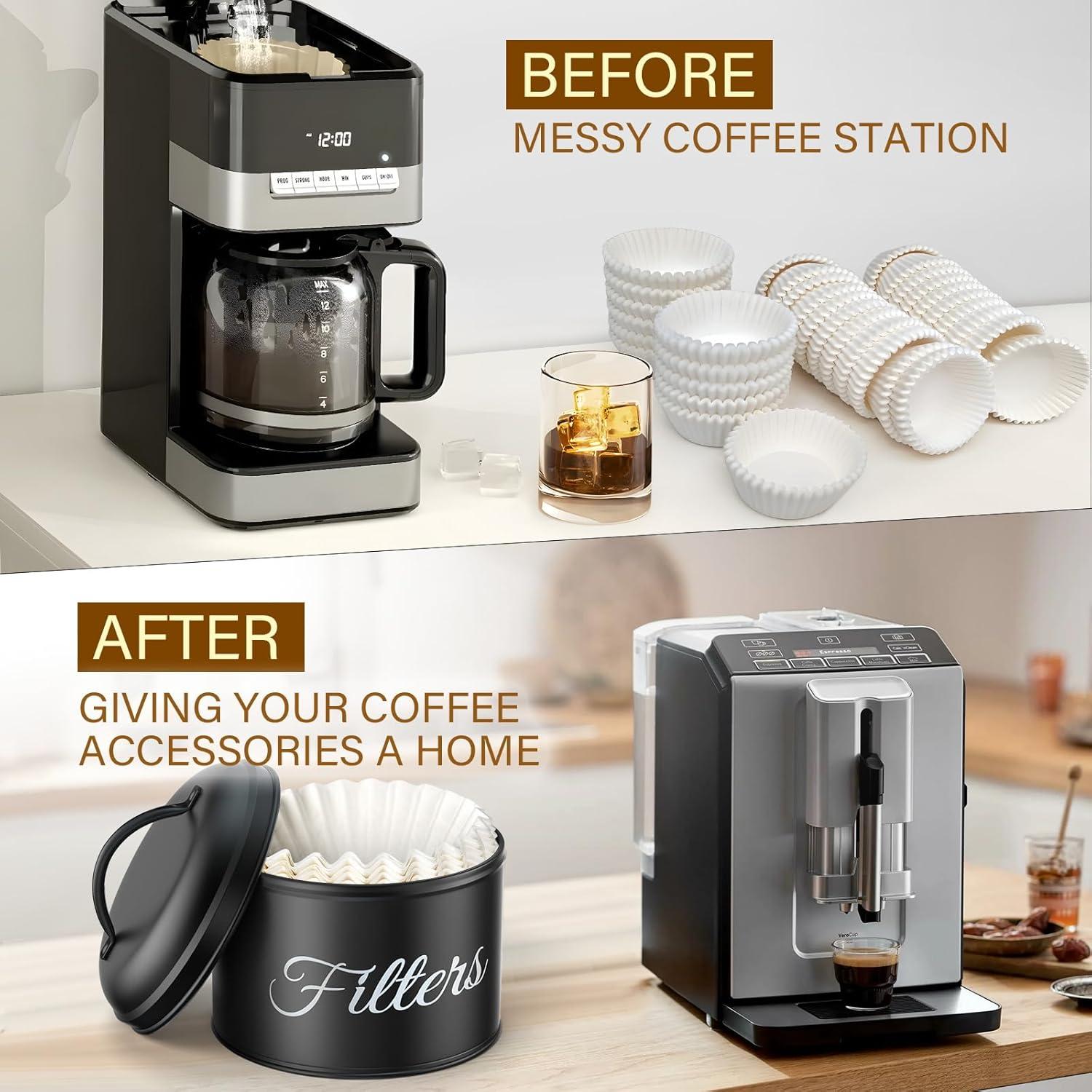 Soporte para Filtros de Café YOAEAILY Grande con Tapa - Negro