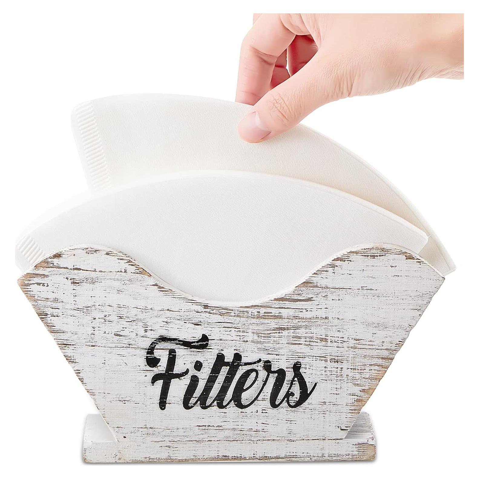 Soporte de Filtros de Café Juexica de Madera Rústica 17.5x9.5 cm