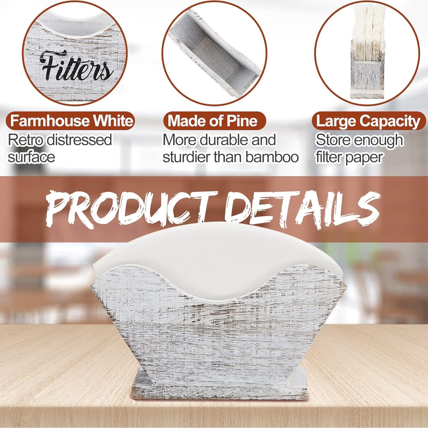 Soporte de Filtros de Café Juexica de Madera Rústica 17.5x9.5 cm