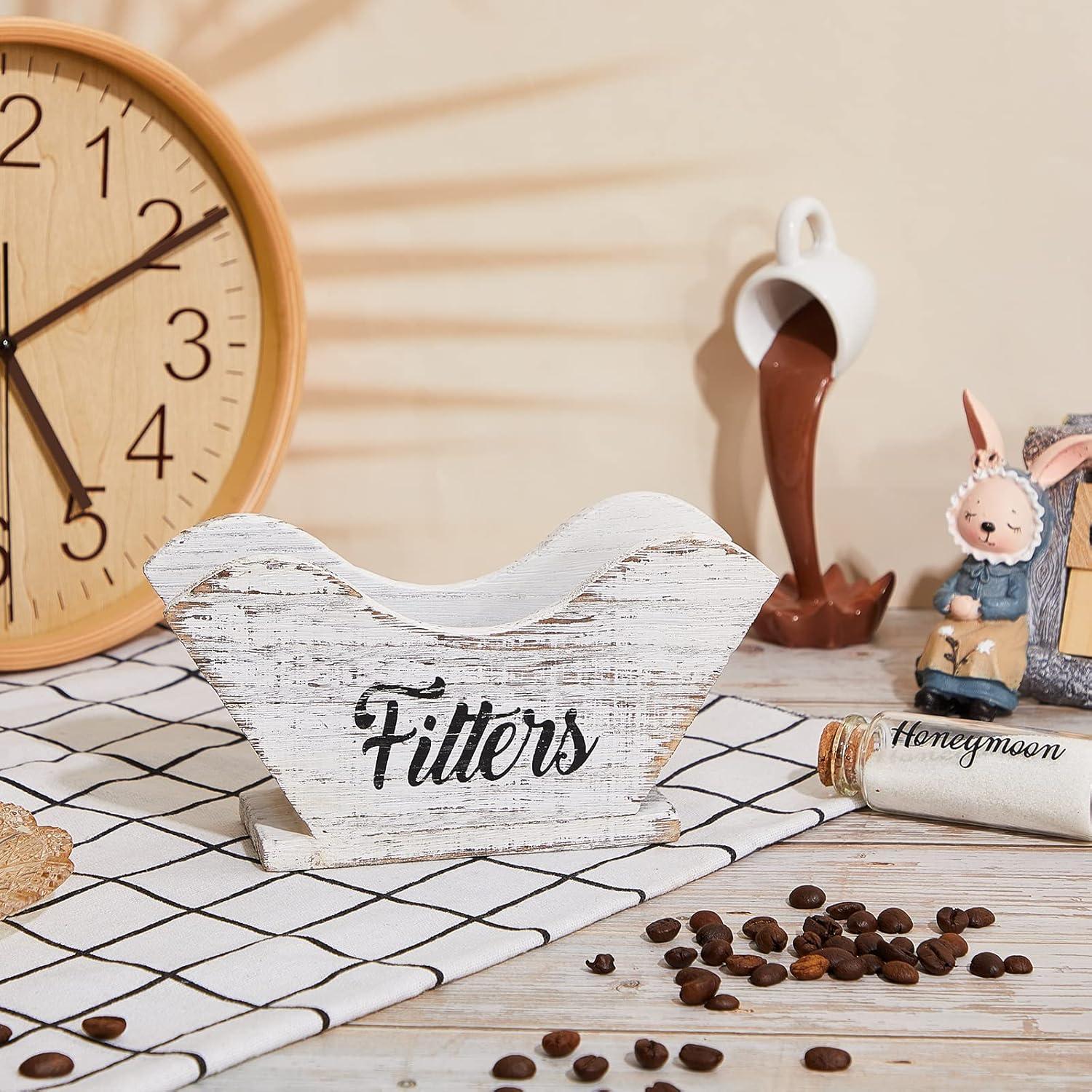 Soporte de Filtros de Café Juexica de Madera Rústica 17.5x9.5 cm