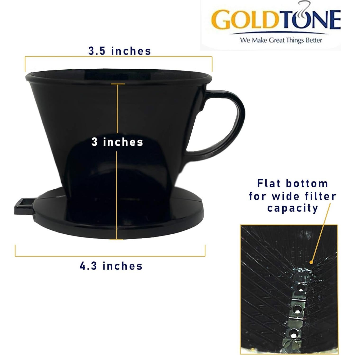 Filtro de café de goteo portátil GoldTone cono #2 libre BPA 1-6 tazas