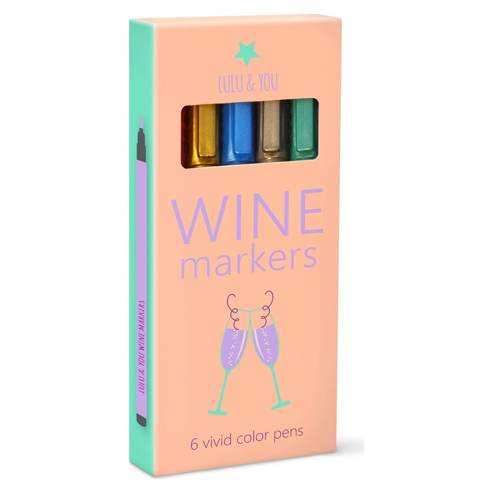 Marcadores de Copas de Vino LuLu - 6 Bolígrafos Metálicos