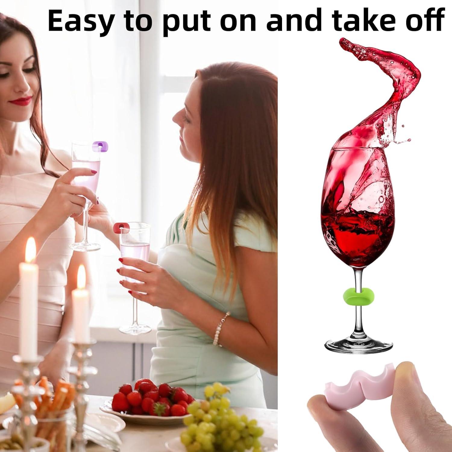 Marcadores de Copas de Vino de Silicona 24 Piezas Coloridos