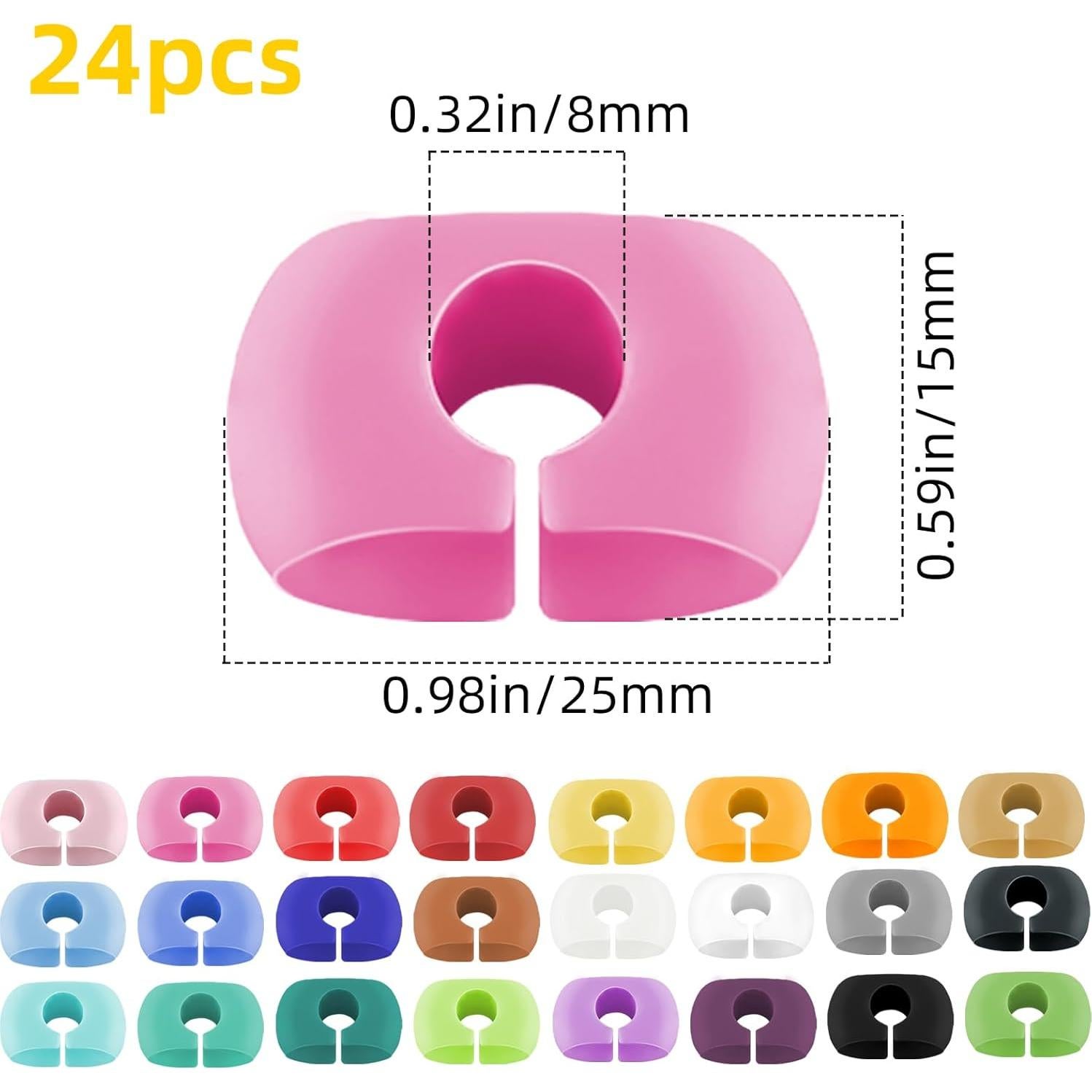 Marcadores de Copas de Vino de Silicona 24 Piezas Coloridos
