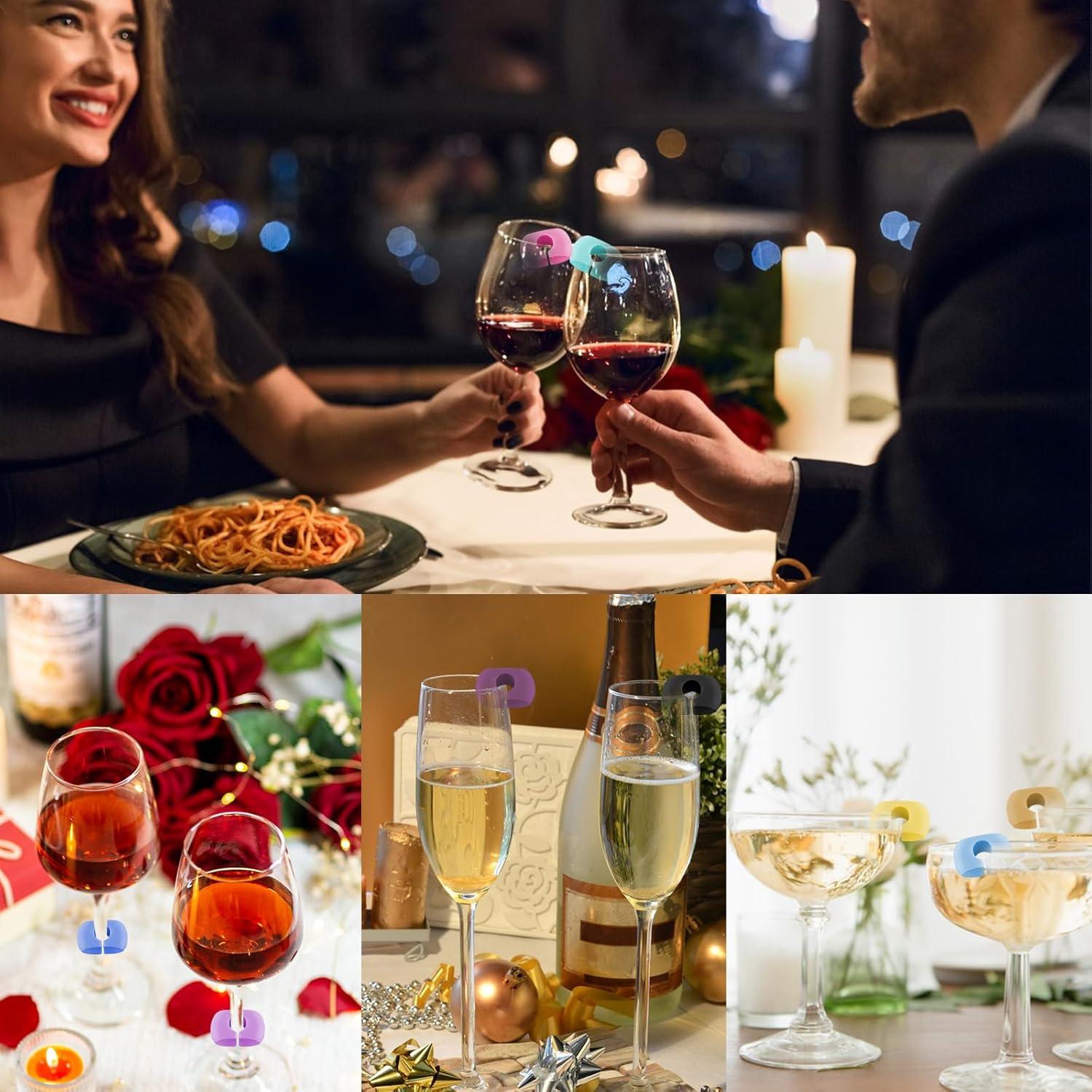 Marcadores de Copas de Vino de Silicona 24 Piezas Coloridos