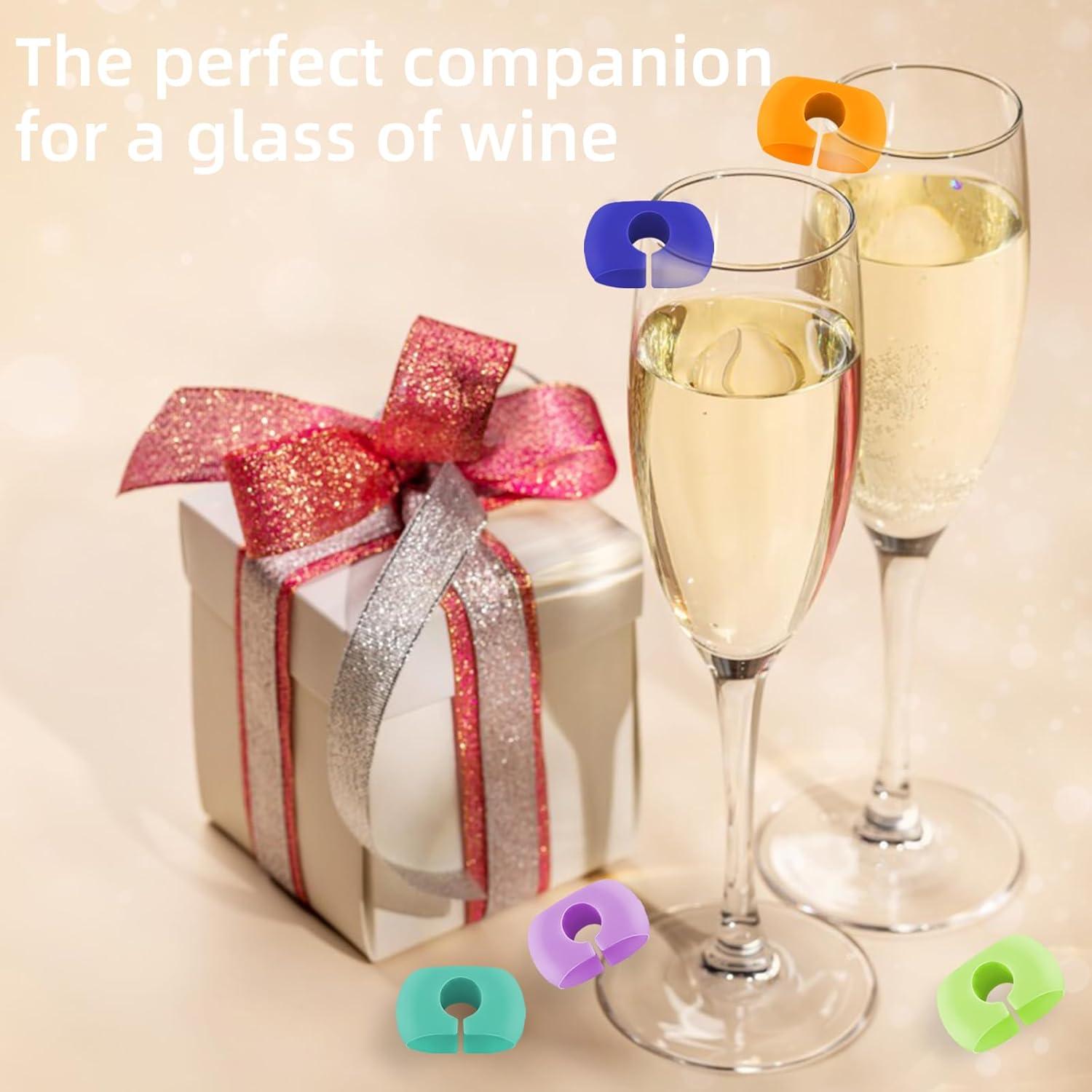 Marcadores de Copas de Vino de Silicona 24 Piezas Coloridos