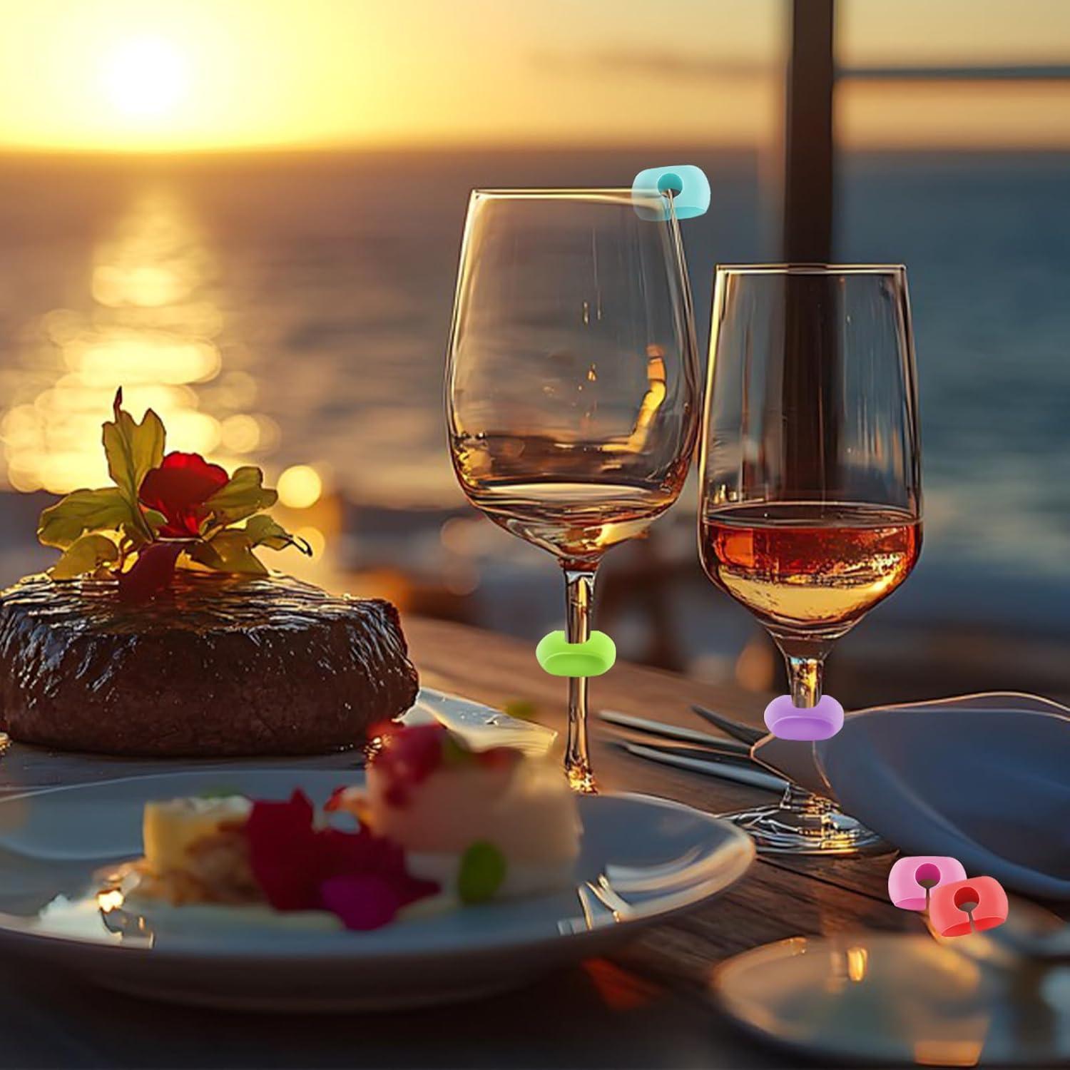 Marcadores de Copas de Vino de Silicona 24 Piezas Coloridos