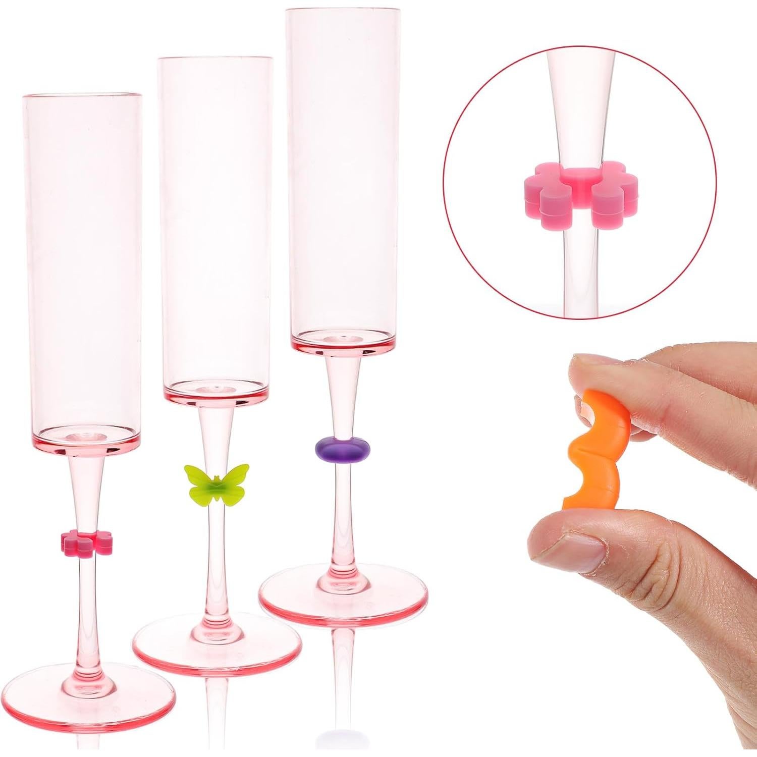 48 Marcadores de Copas de Vino Silicona Lusofie Reutilizables