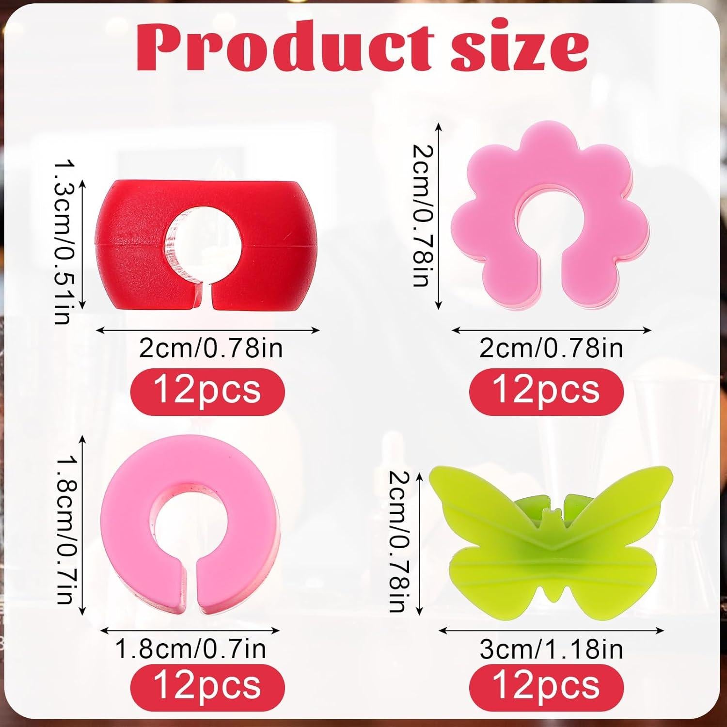 48 Marcadores de Copas de Vino Silicona Lusofie Reutilizables