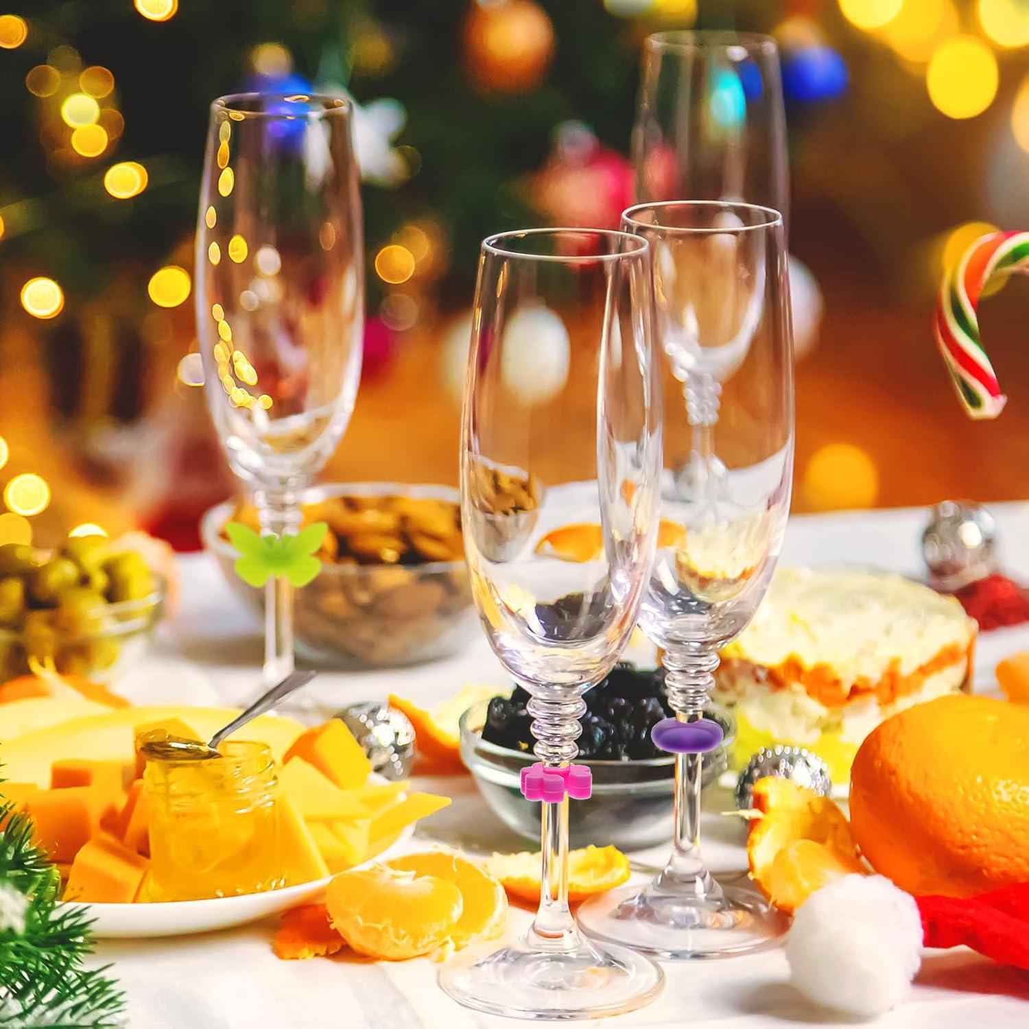 48 Marcadores de Copas de Vino Silicona Lusofie Reutilizables