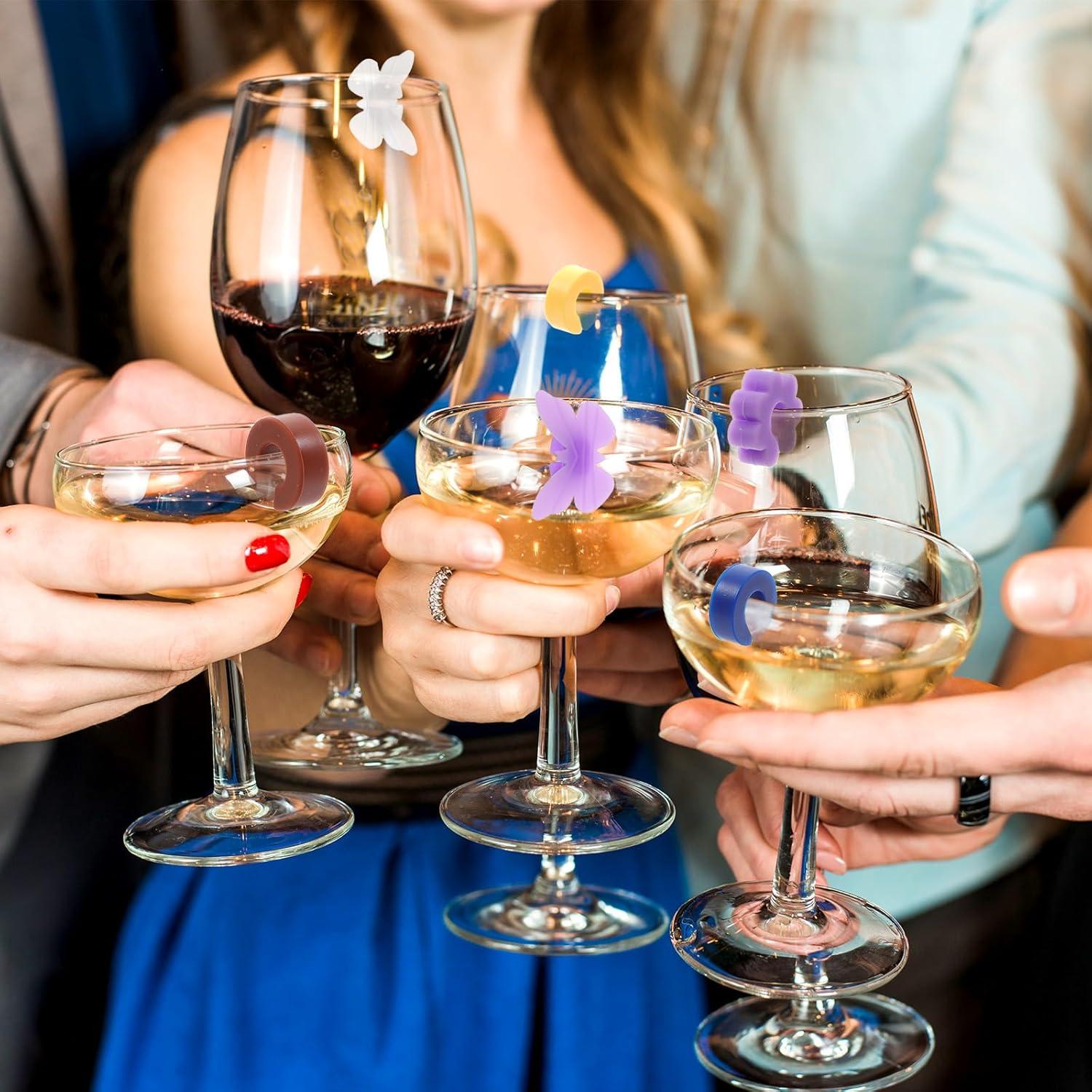 48 Marcadores de Copas de Vino Silicona Lusofie Reutilizables