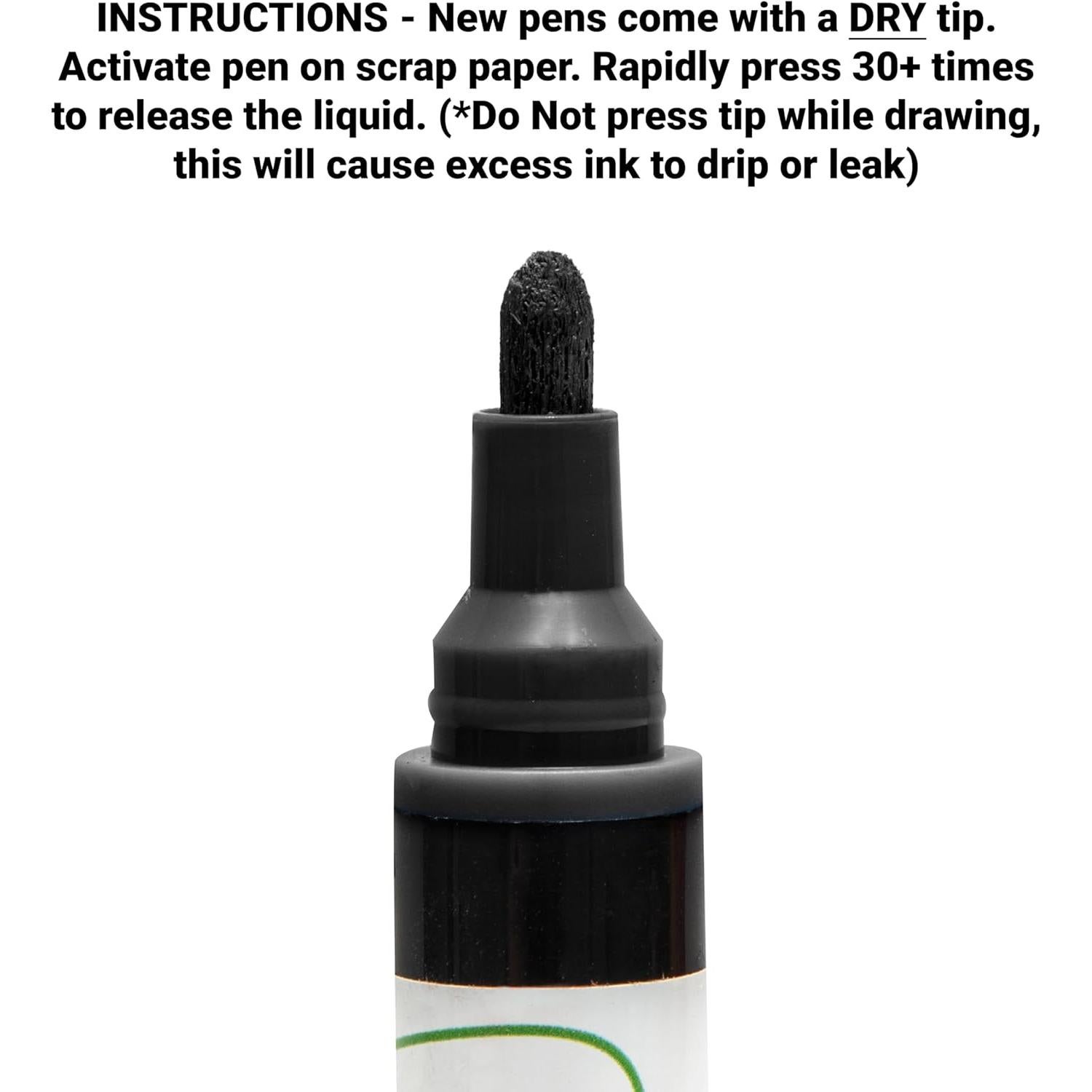 Marcador de Tiza Líquida para Vidrio Negro - Punta Fina 5mm