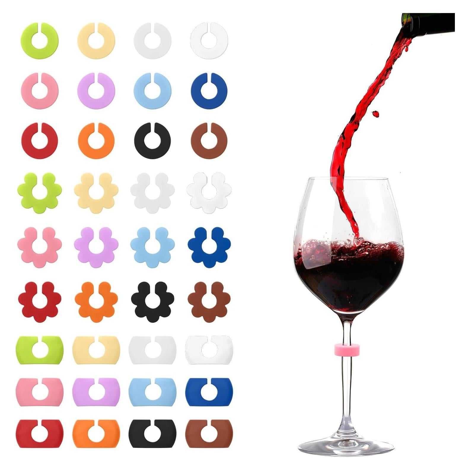 Marcadores de Copas de Vino 36PCS Silicona Reutilizables