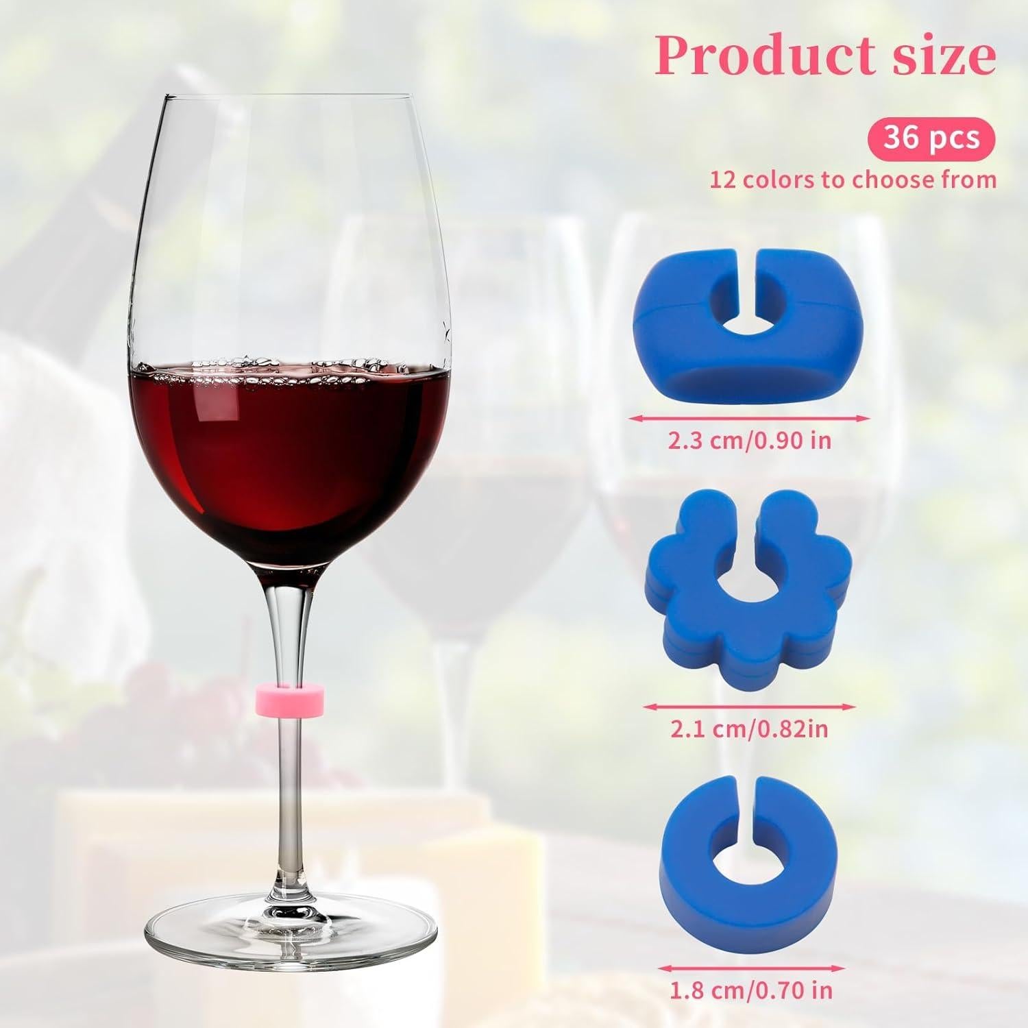 Marcadores de Copas de Vino 36PCS Silicona Reutilizables