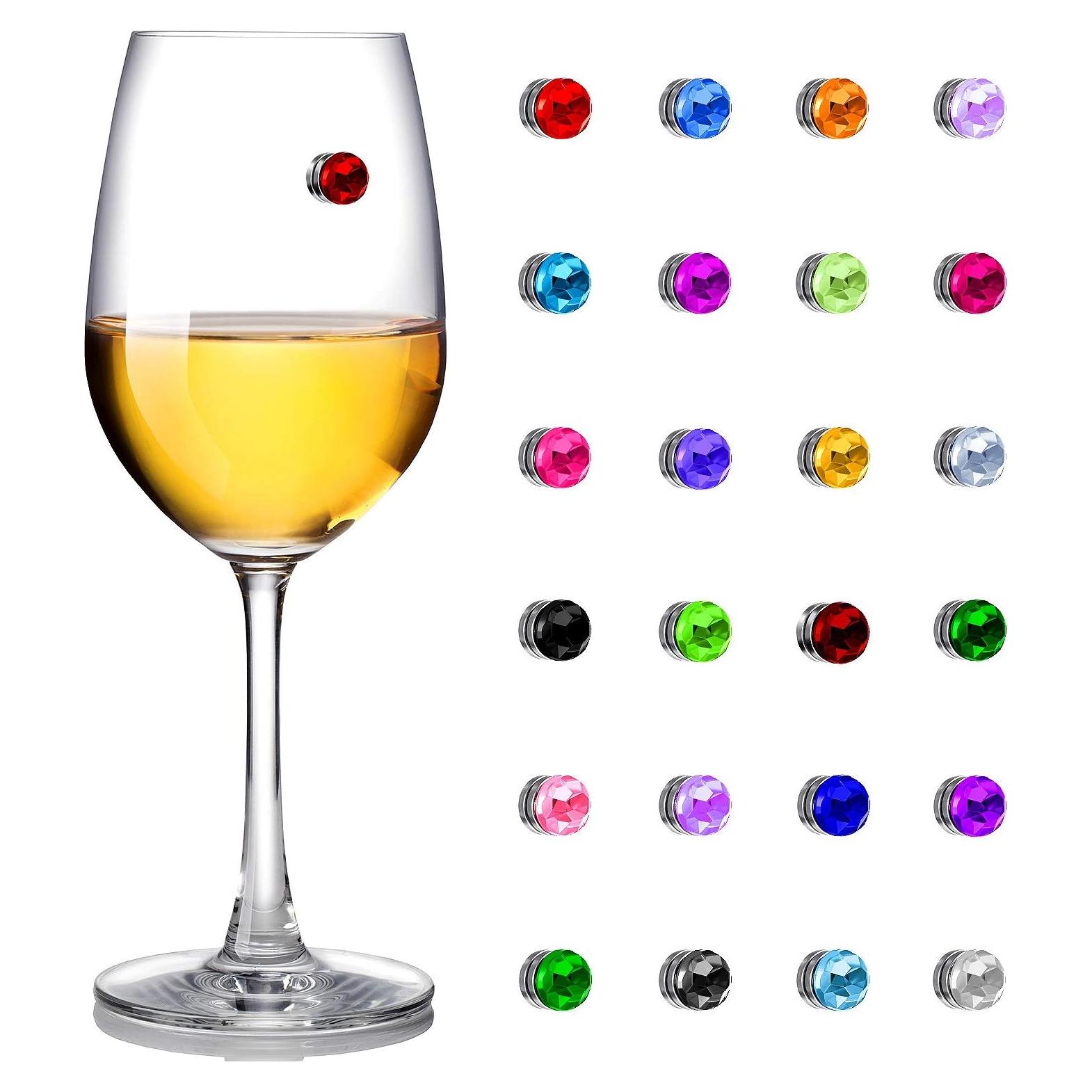 24 Marcadores Magnéticos de Cristal para Copas de Vino Maitys