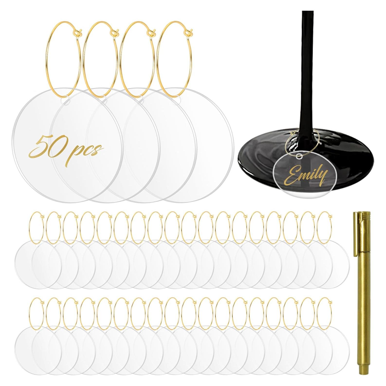 50 Encantos para Copas de Vino Philbinden - Marcadores Acrílicos Personalizables