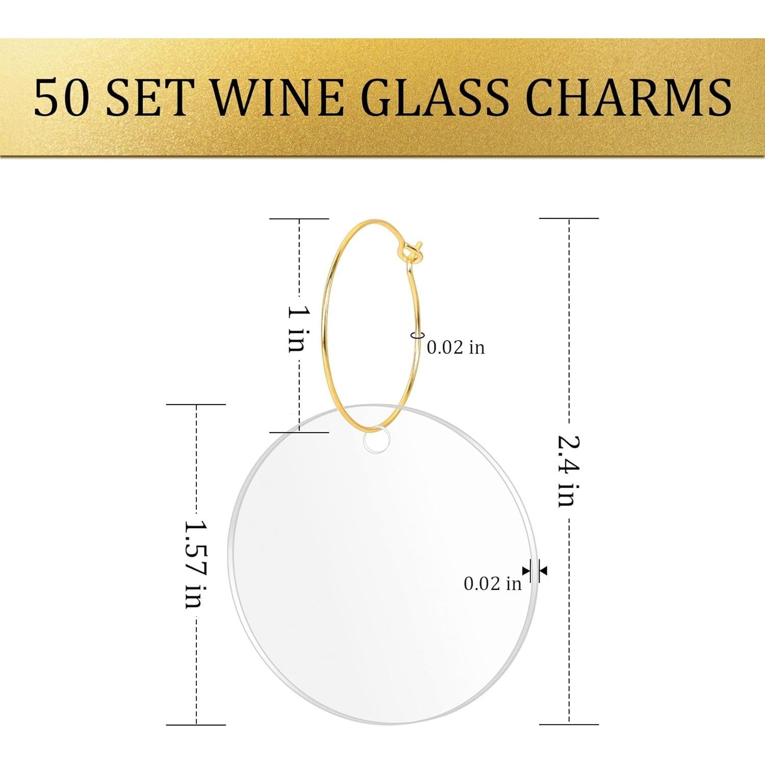 50 Encantos para Copas de Vino Philbinden - Marcadores Acrílicos Personalizables