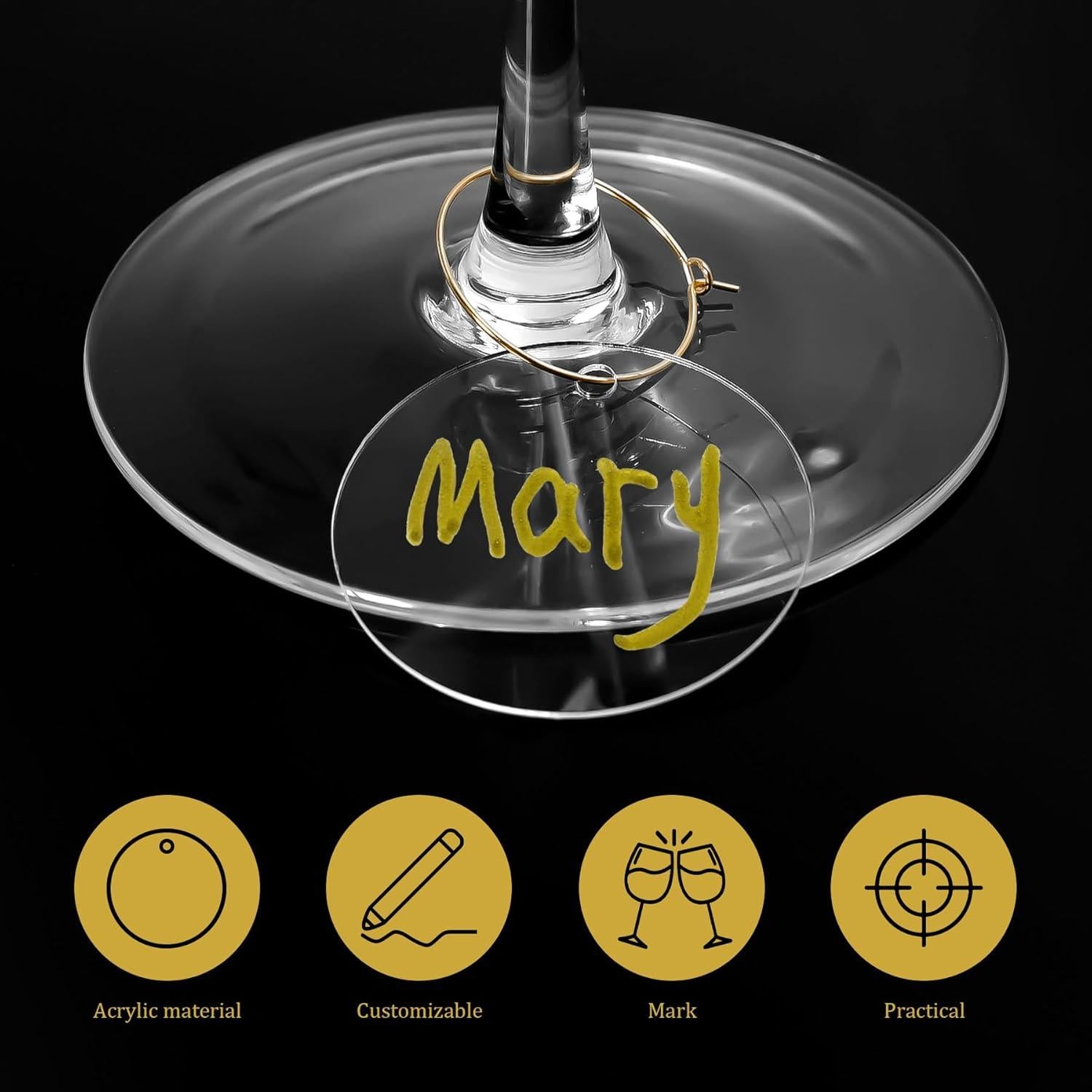 50 Encantos para Copas de Vino Philbinden - Marcadores Acrílicos Personalizables