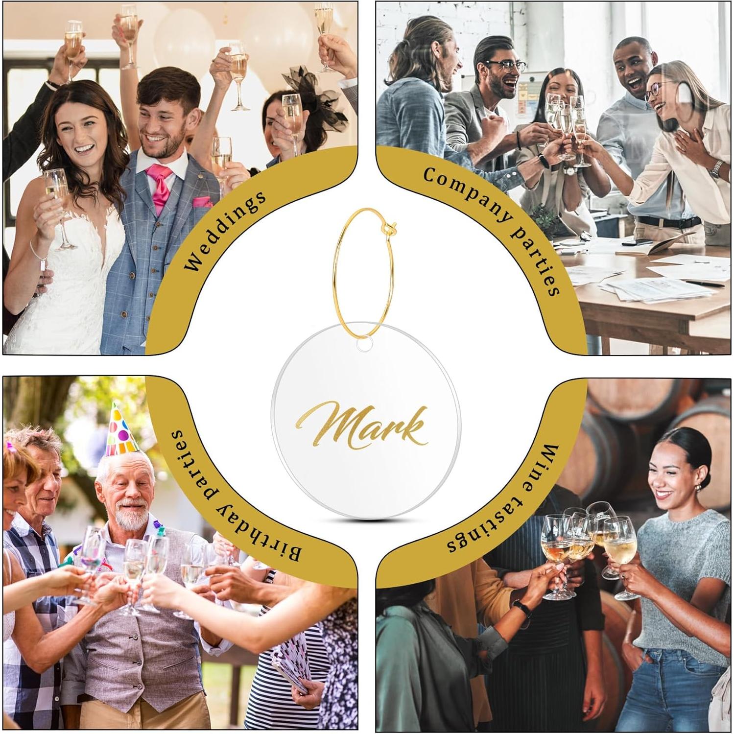 50 Encantos para Copas de Vino Philbinden - Marcadores Acrílicos Personalizables