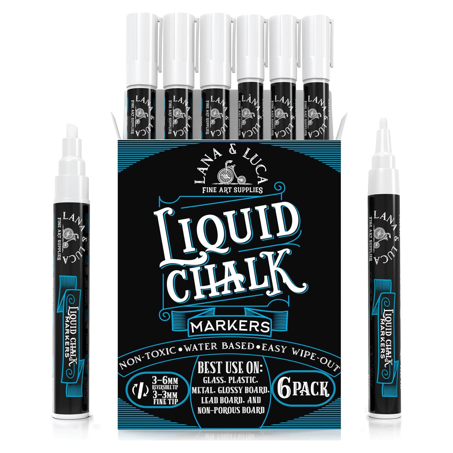 Bolígrafo de Tiza Líquida LANA & LUCA - 6 Paquete Punta Fina