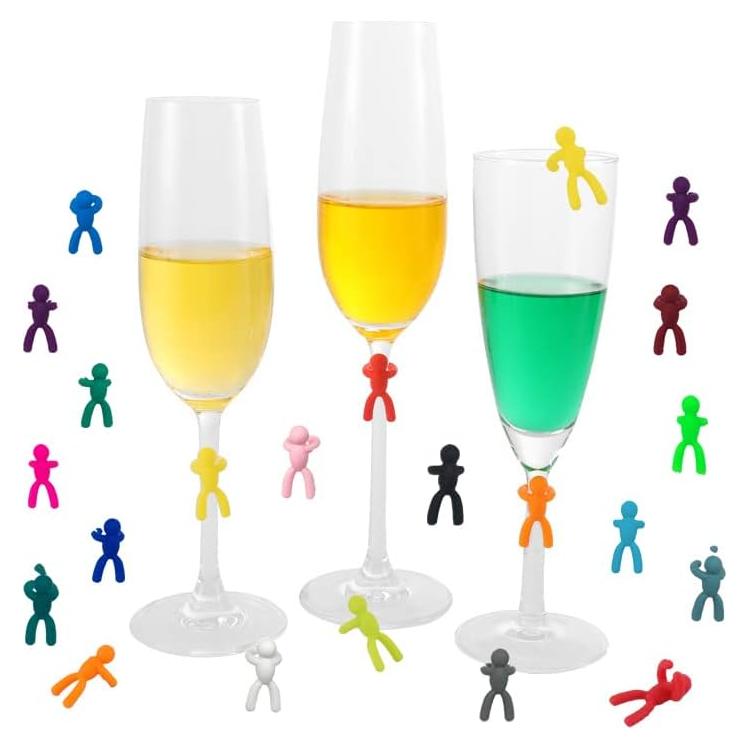 Marcadores de Copas de Vino de Silicona 20 Colores Reutilizables