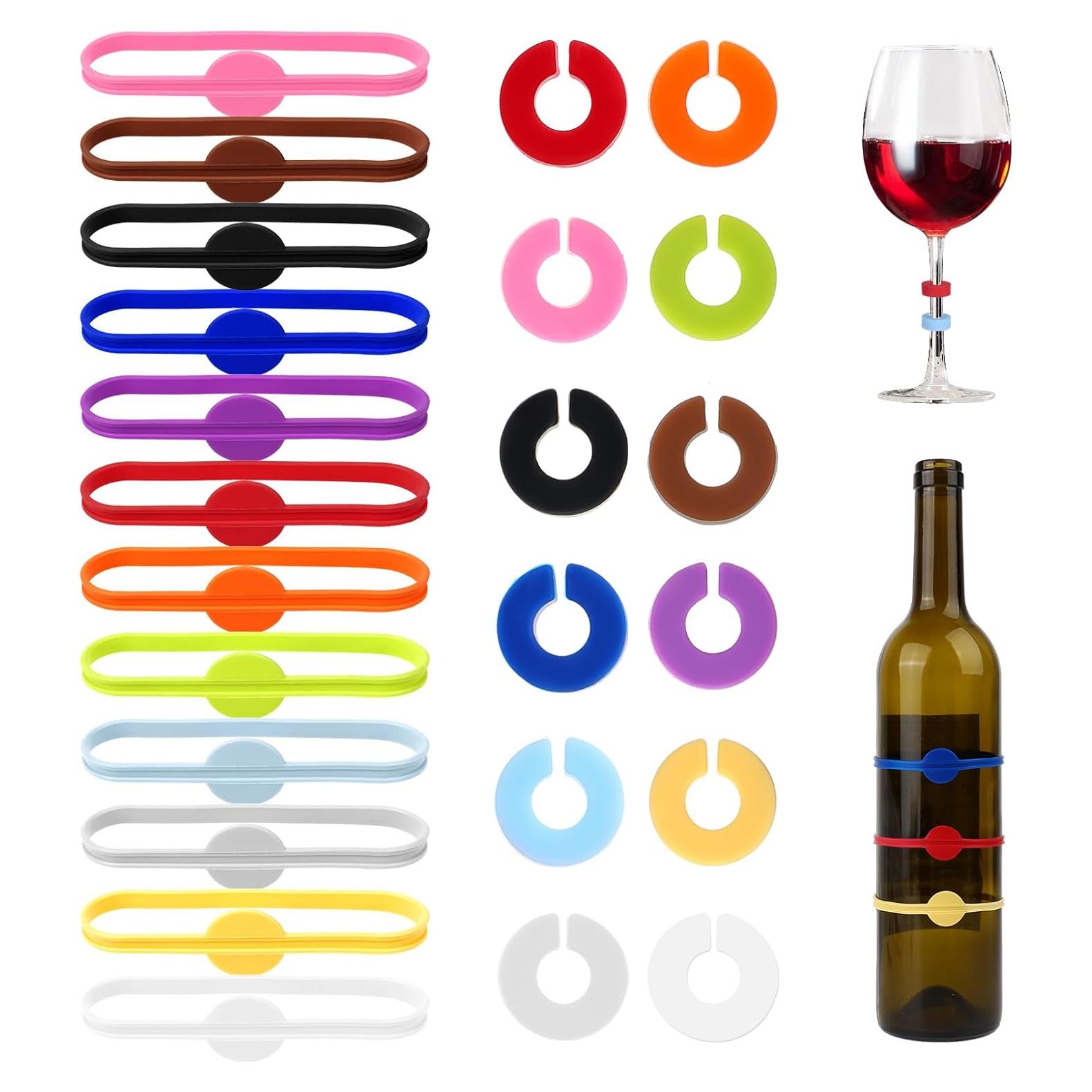 Marcadores de Copas de Vino Giantree 24 Piezas Silicona Colores