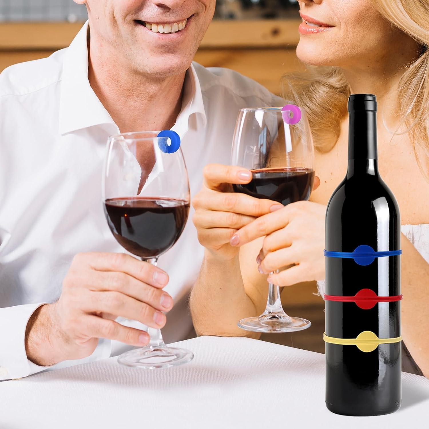 Marcadores de Copas de Vino Giantree 24 Piezas Silicona Colores