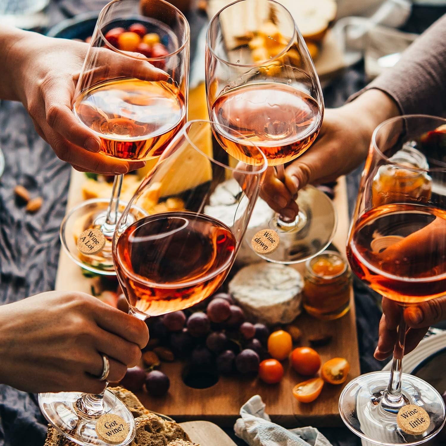 24 Marcadores de Vino de Madera para Copas - Diversos Diseños